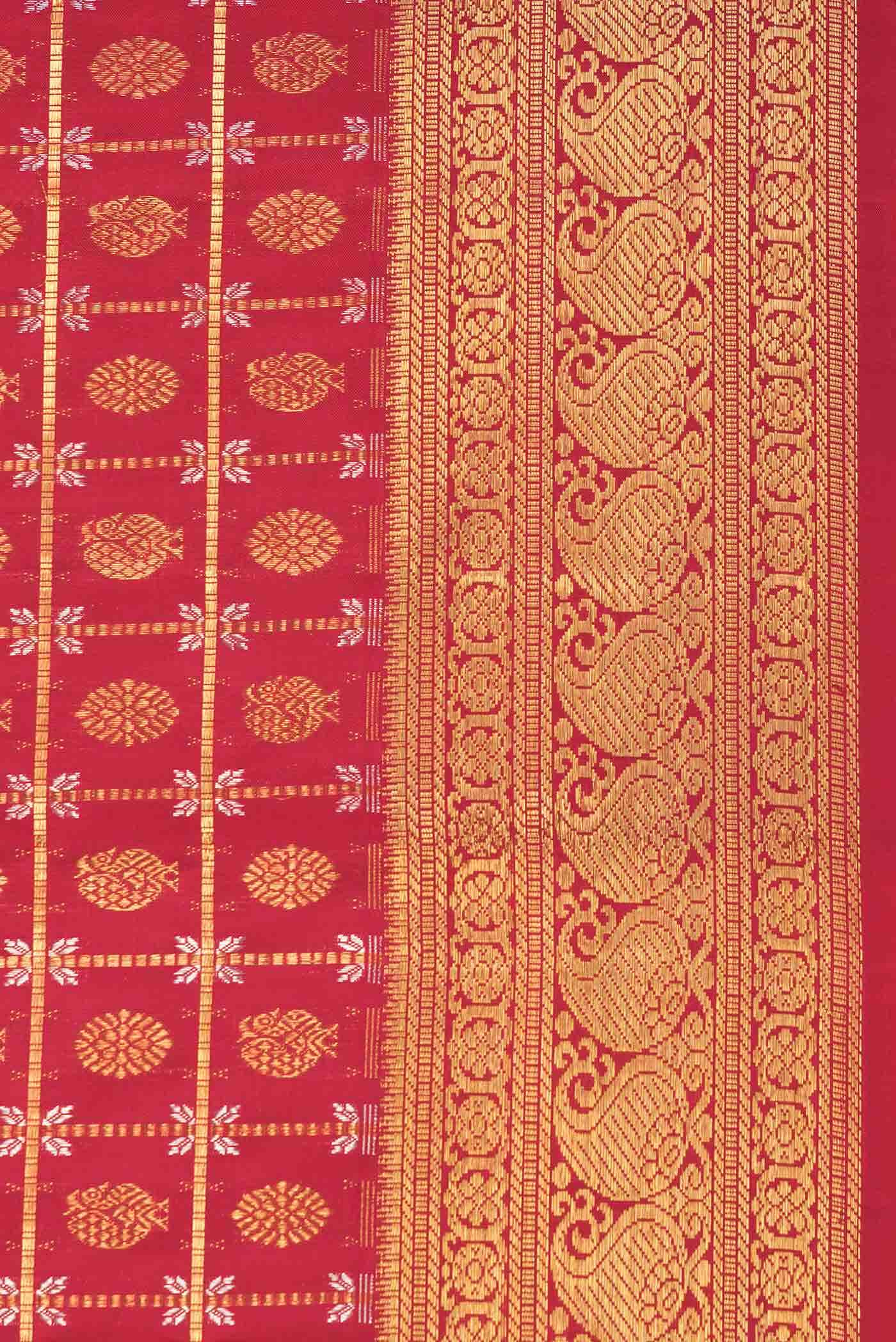 Red Dual Tone Kanchipuram Silk Saree