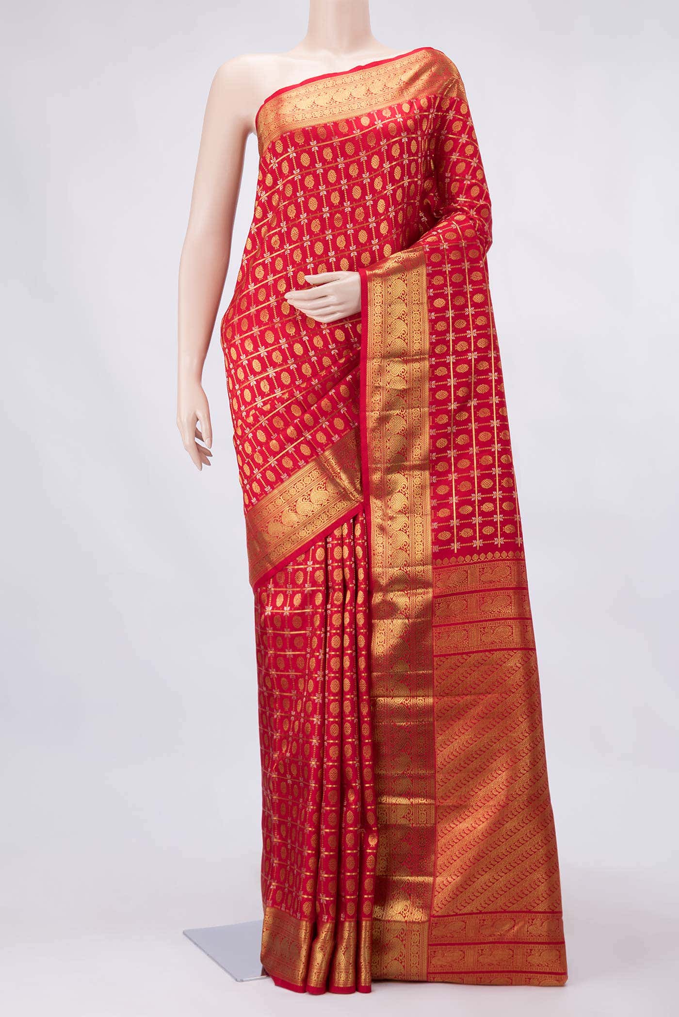 Red Dual Tone Kanchipuram Silk Saree