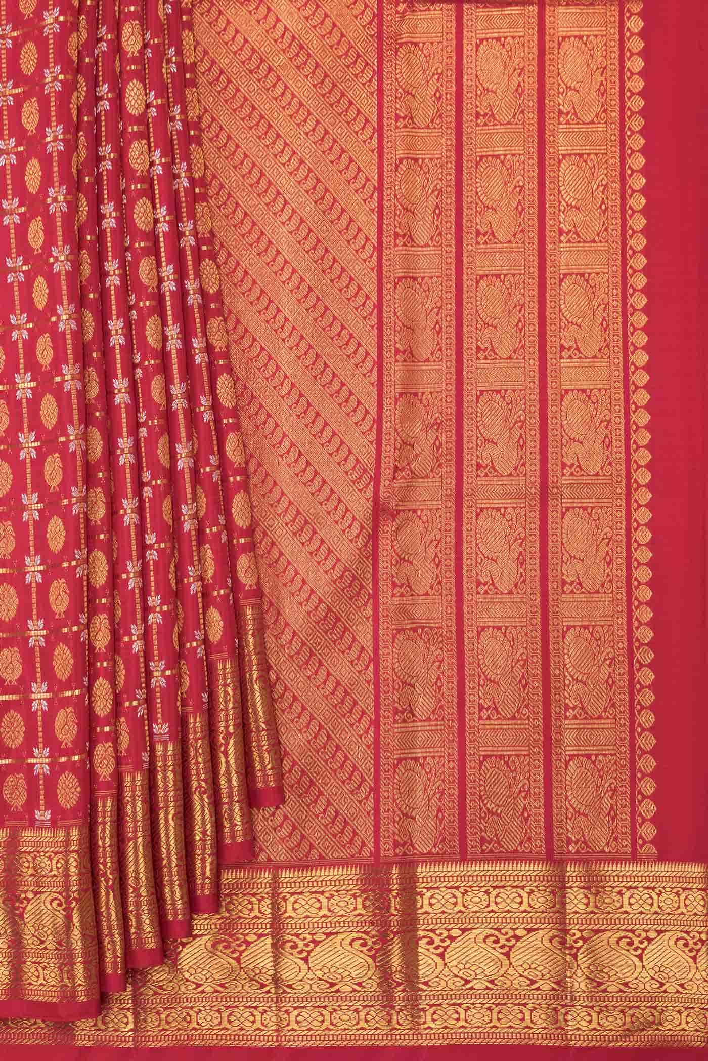 Red Dual Tone Kanchipuram Silk Saree