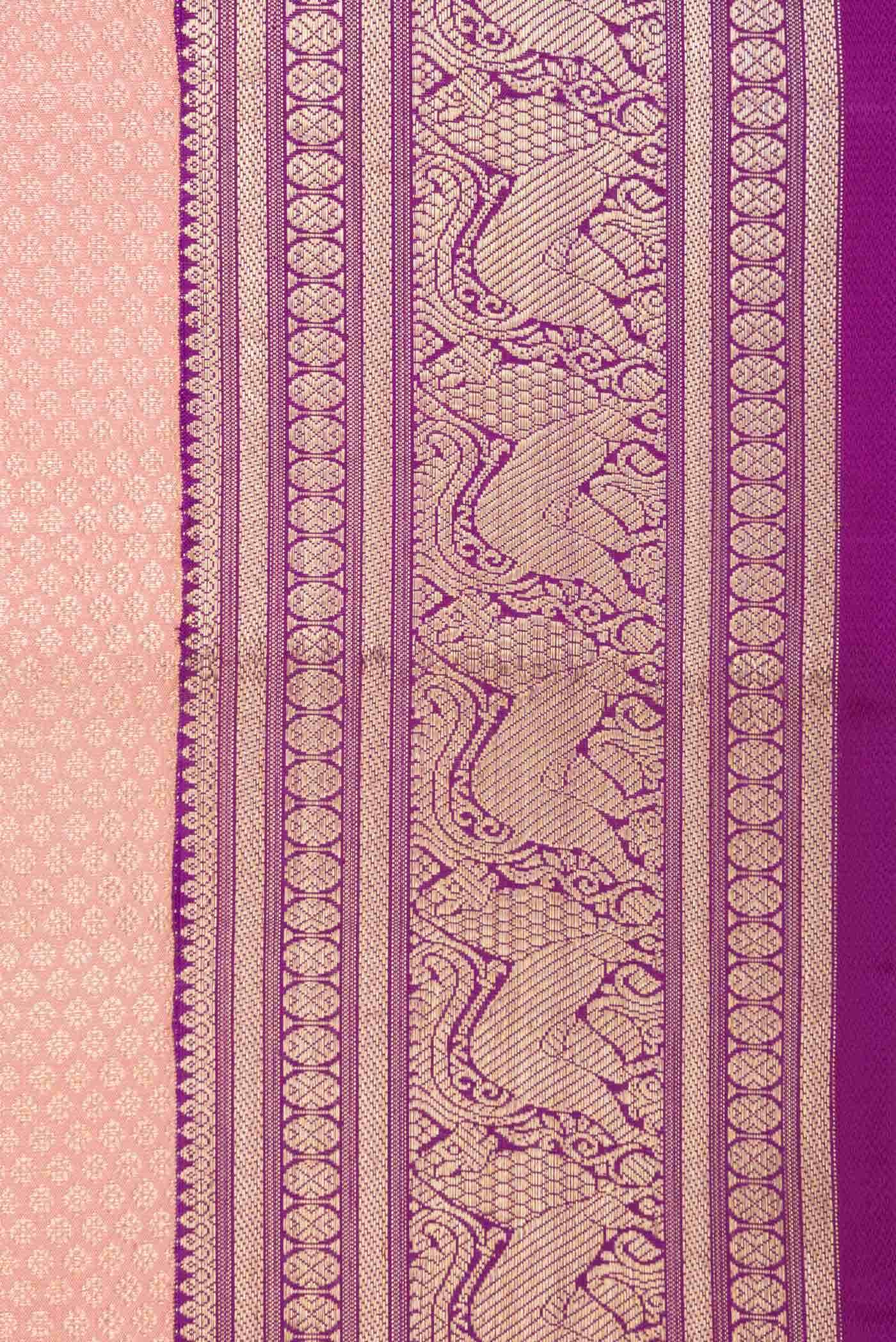 Golden Peach Dual Tone Kanchipuram Silk Saree