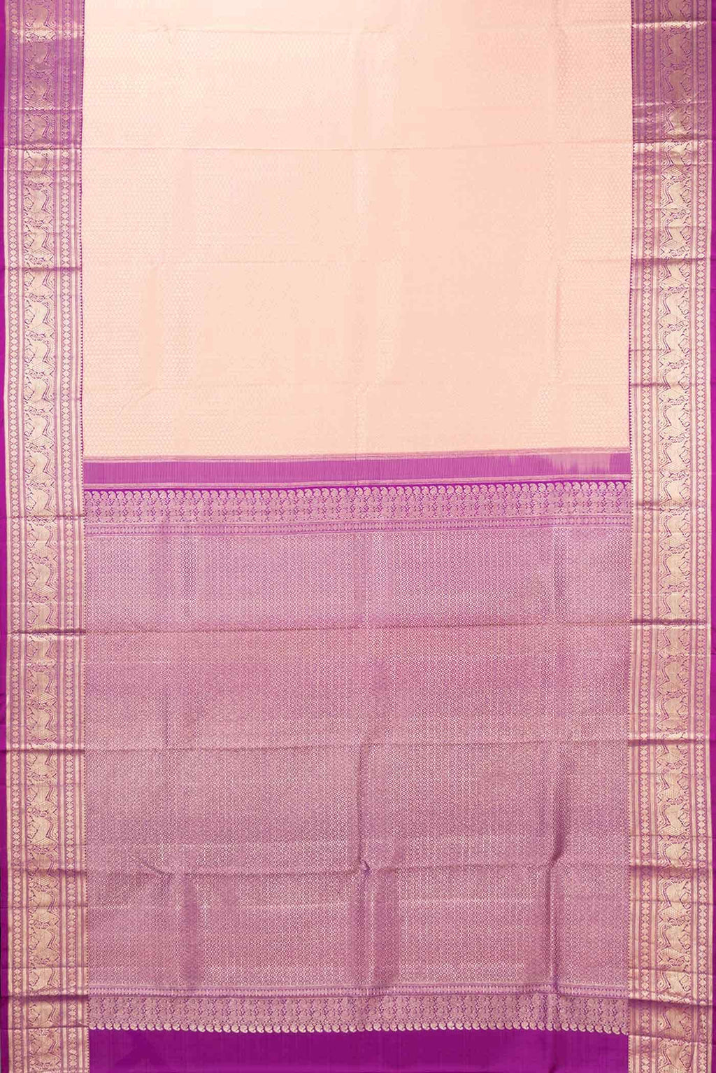Golden Peach Dual Tone Kanchipuram Silk Saree