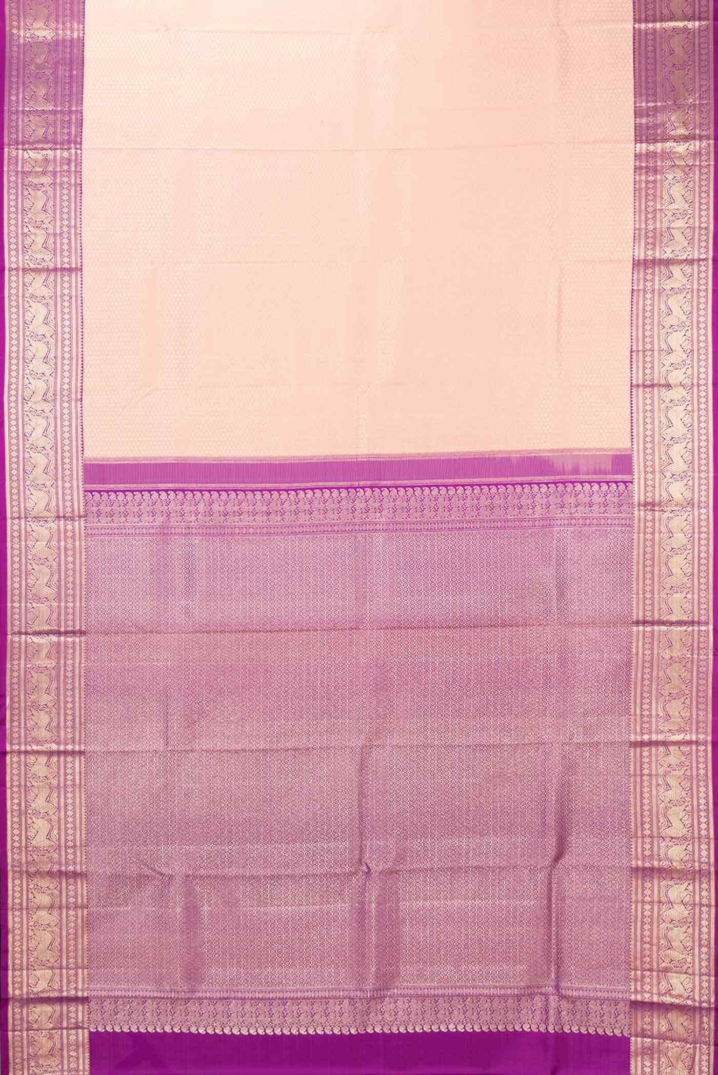 Golden Peach Dual Tone Kanchipuram Silk Saree