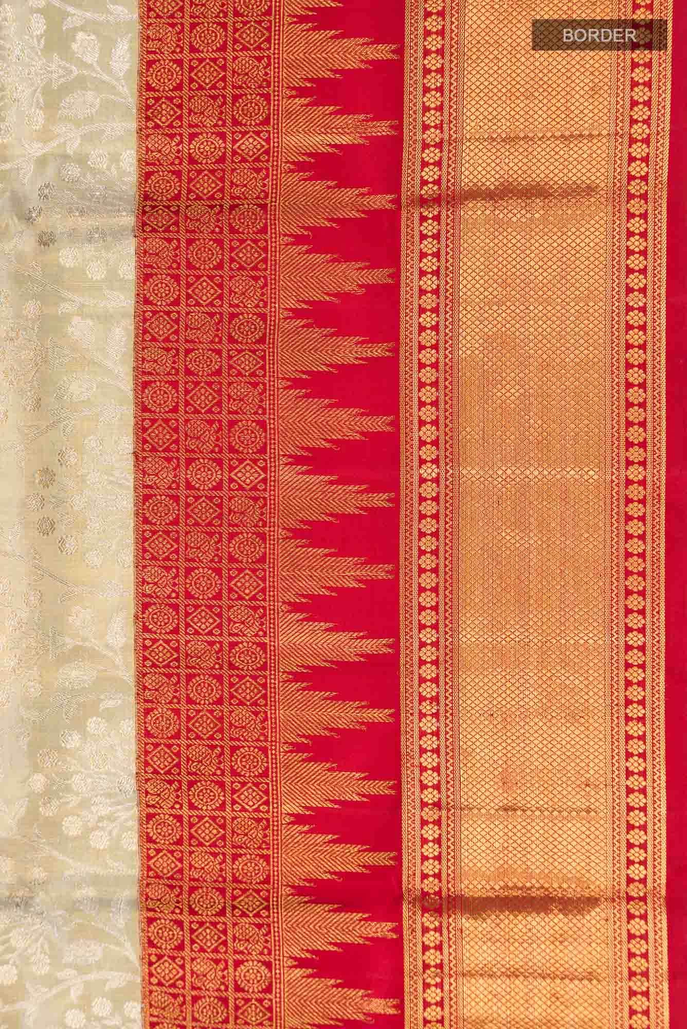 Pure Silk Pure Zari Green Kanchipuram Tissue Saree