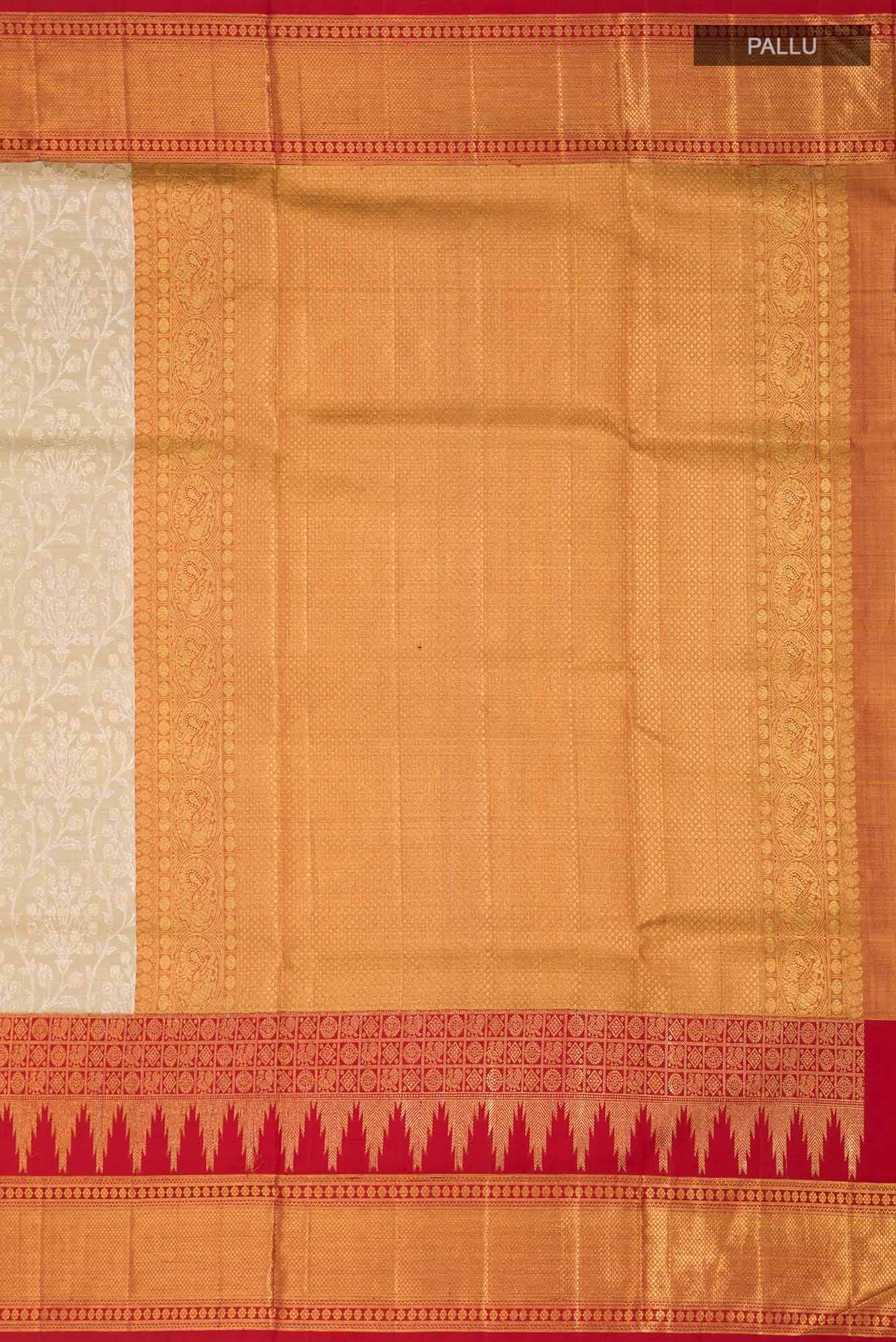 Pure Silk Pure Zari Green Kanchipuram Tissue Saree