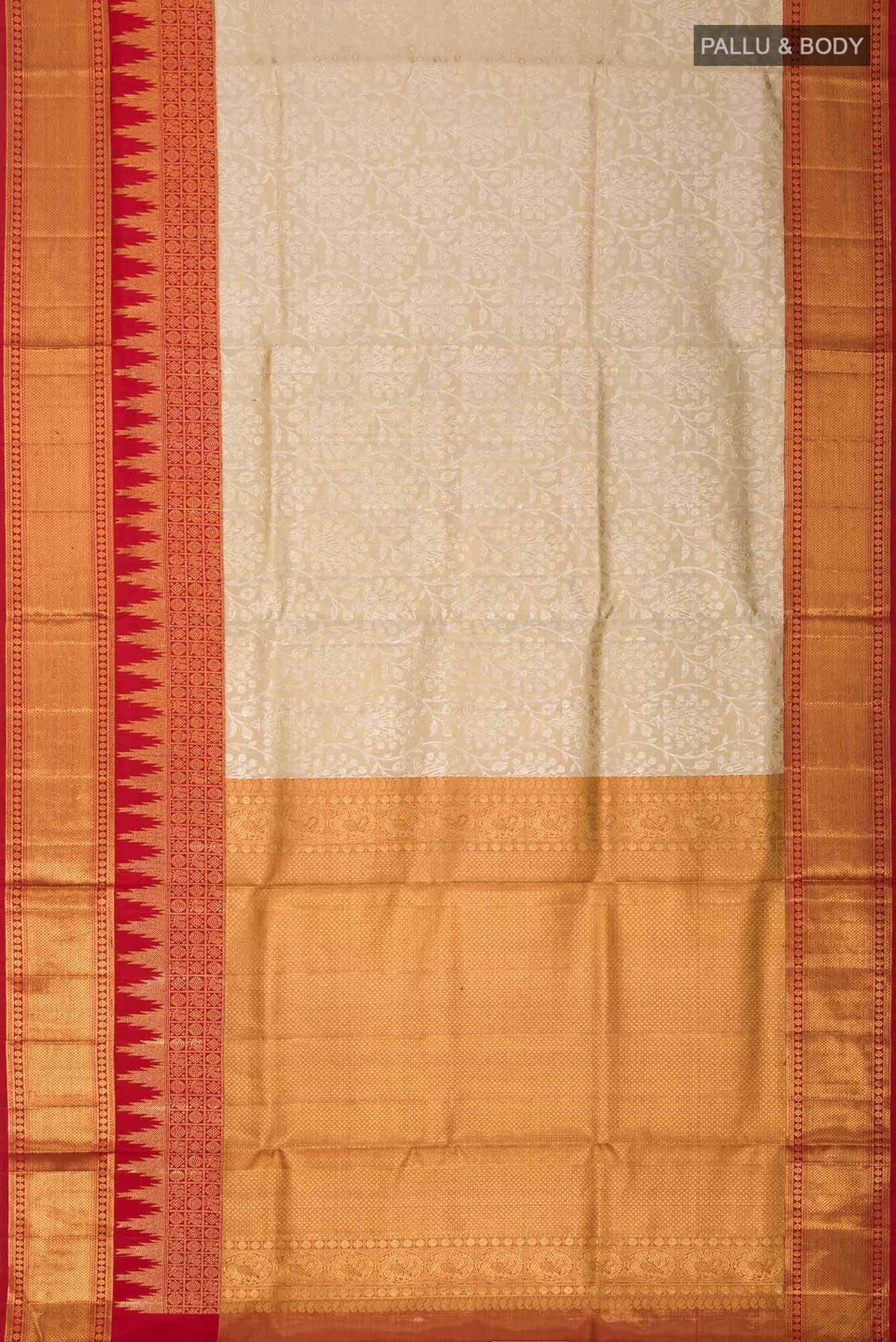 Pure Silk Pure Zari Green Kanchipuram Tissue Saree