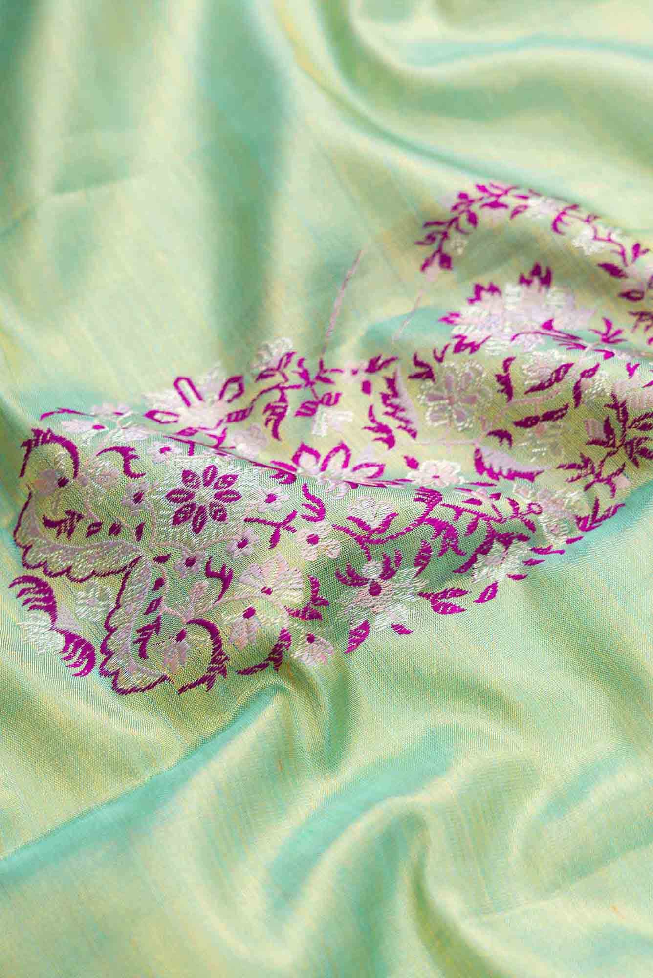 Sea Green Dual Tone Kanchipuram Tissue Silk Saree