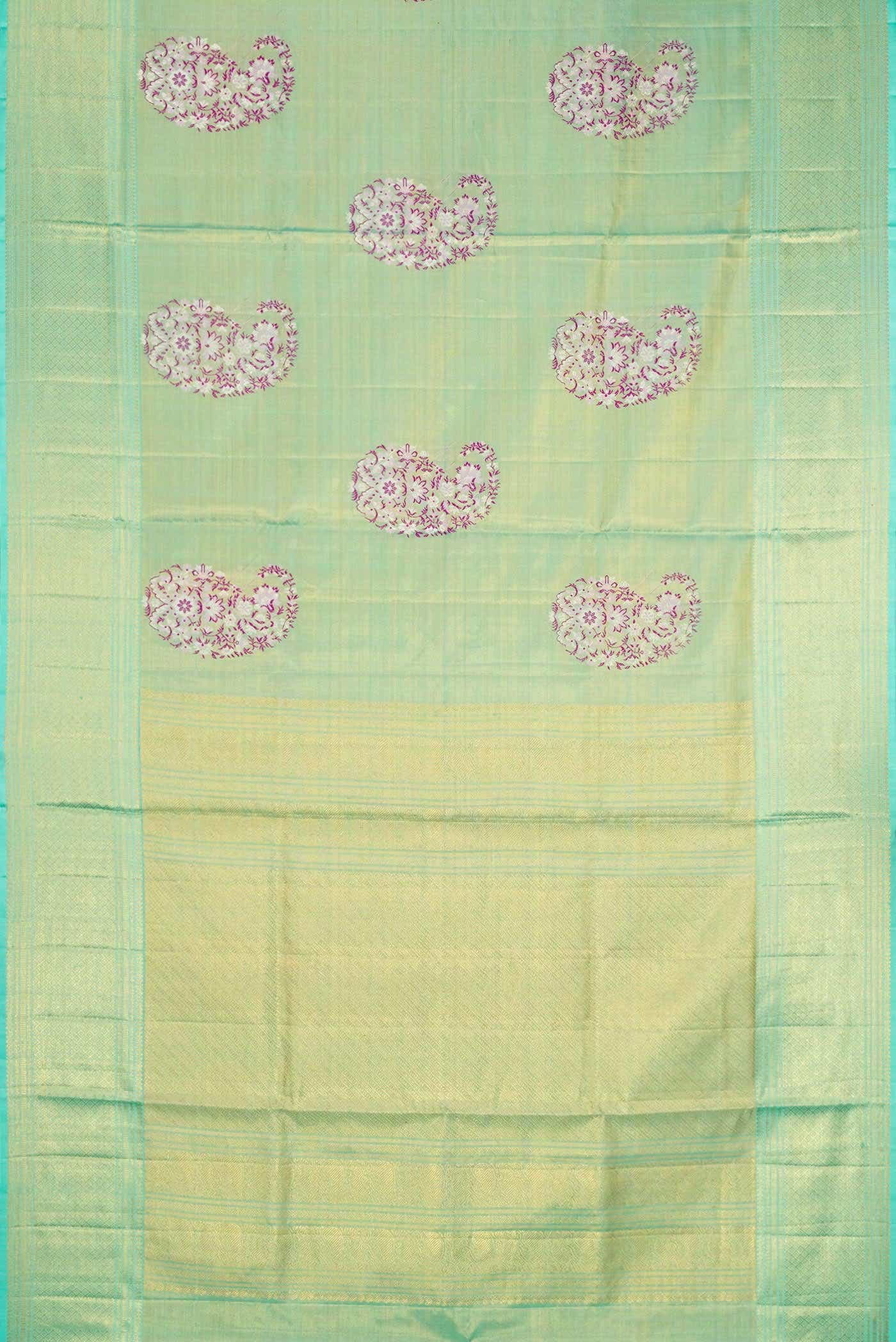 Sea Green Dual Tone Kanchipuram Tissue Silk Saree