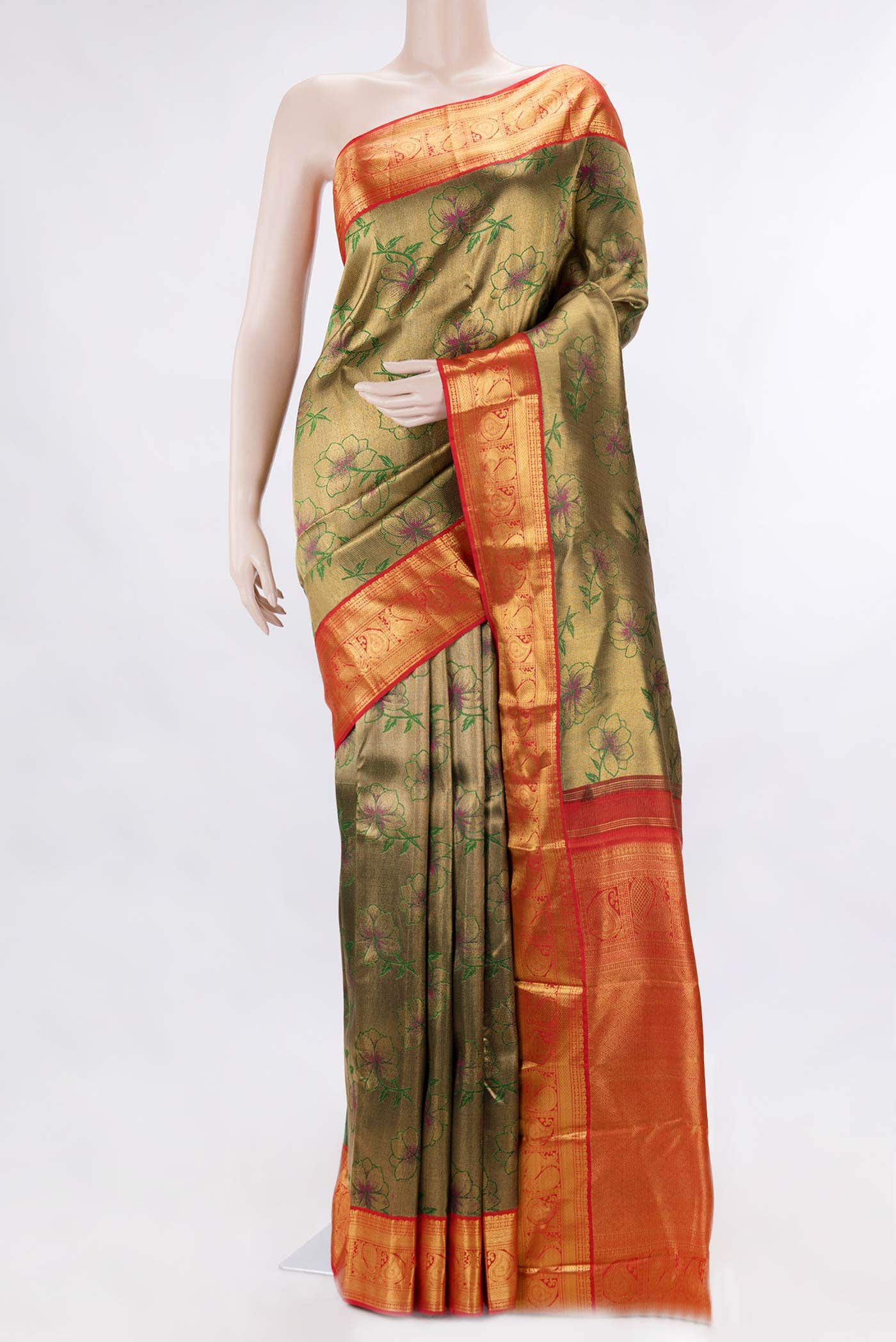 Green Dual Tone Kanchipuram Silk Saree