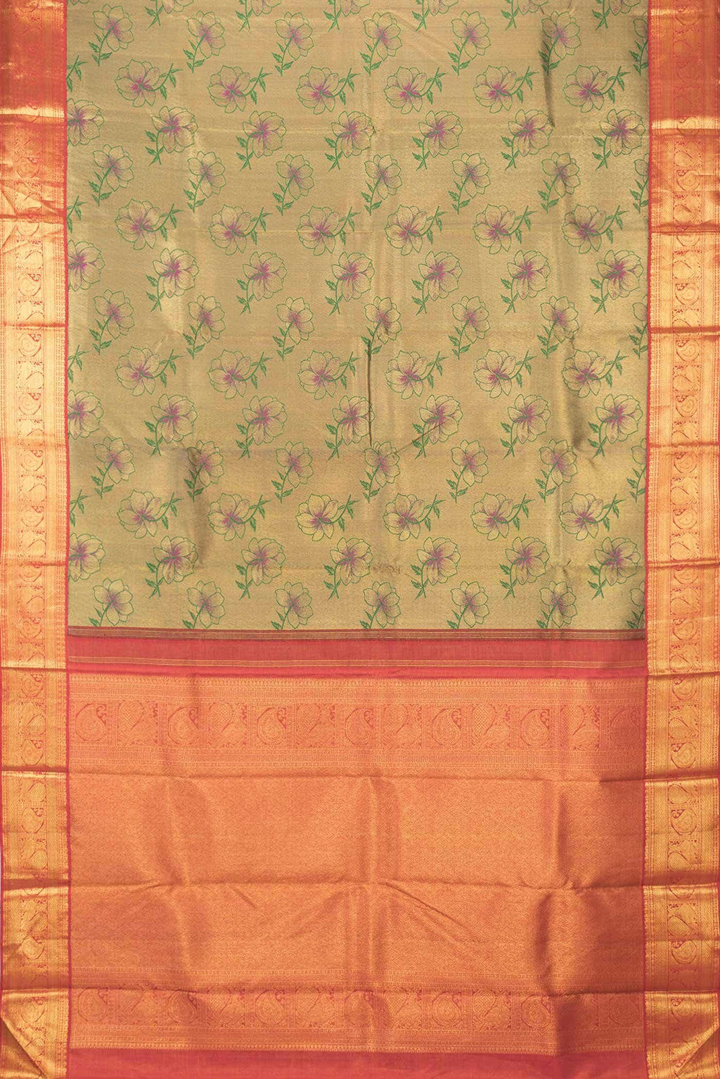 Green Dual Tone Kanchipuram Silk Saree