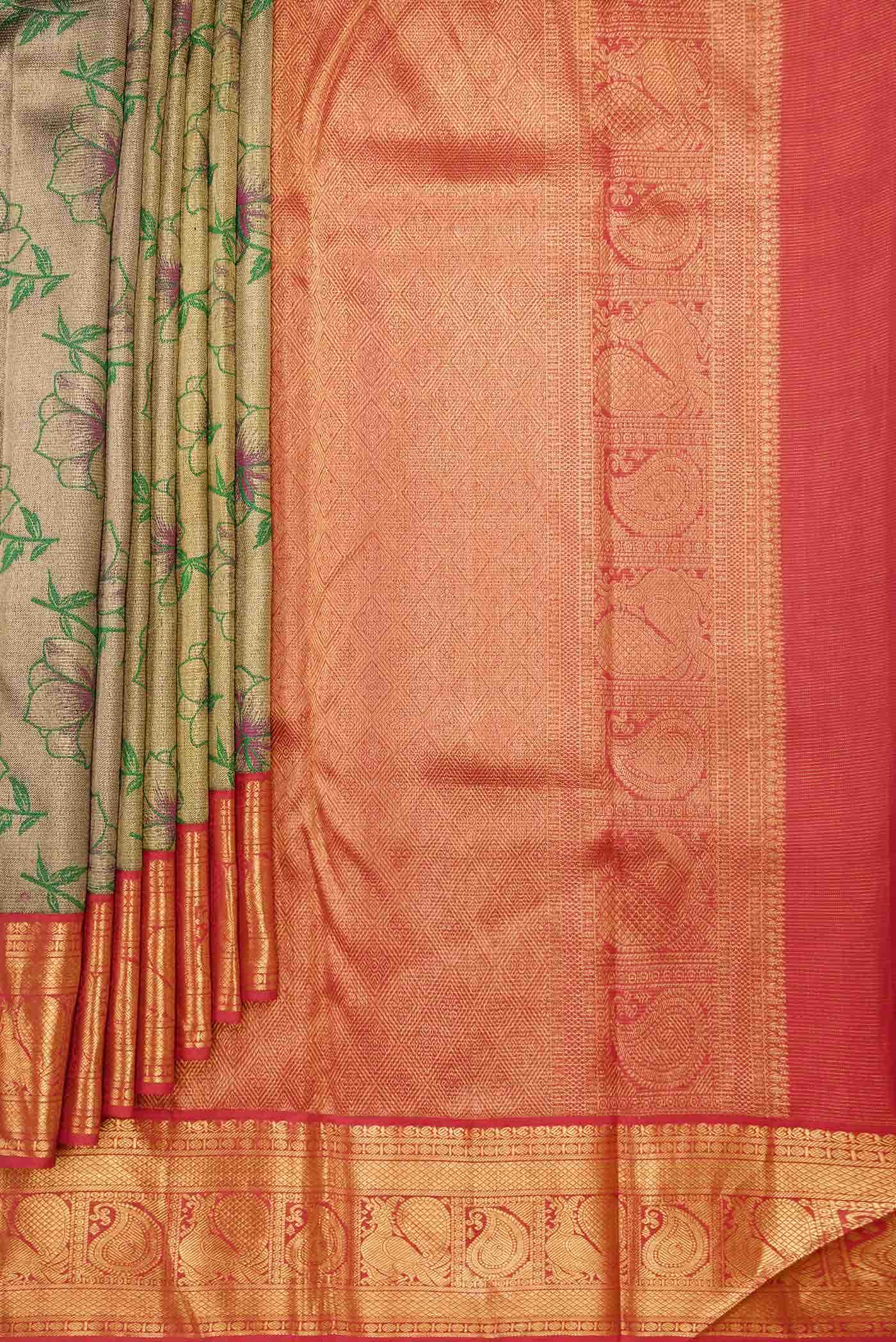 Green Dual Tone Kanchipuram Silk Saree
