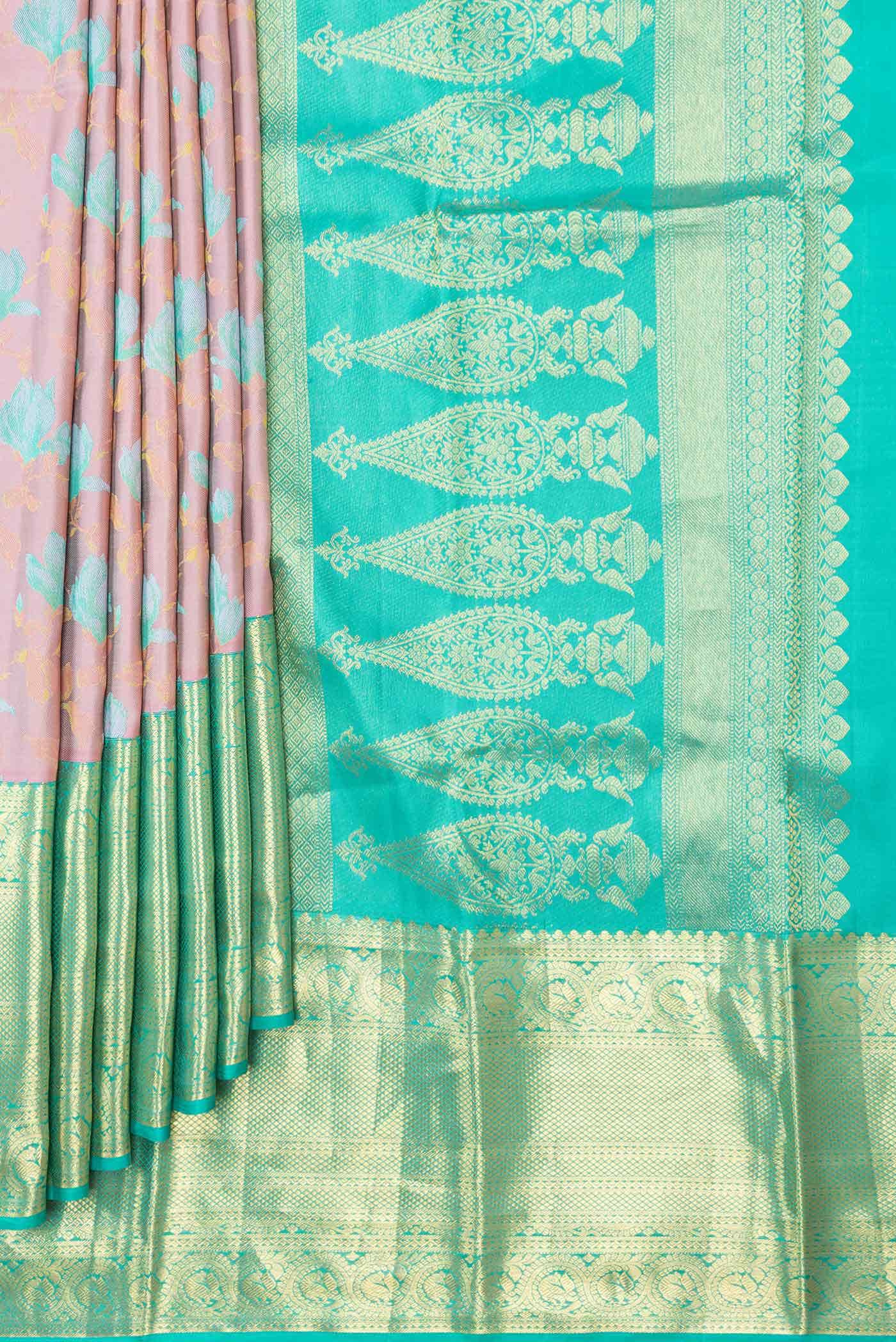 Pink Dual Tone Kanchipuram Silk Saree