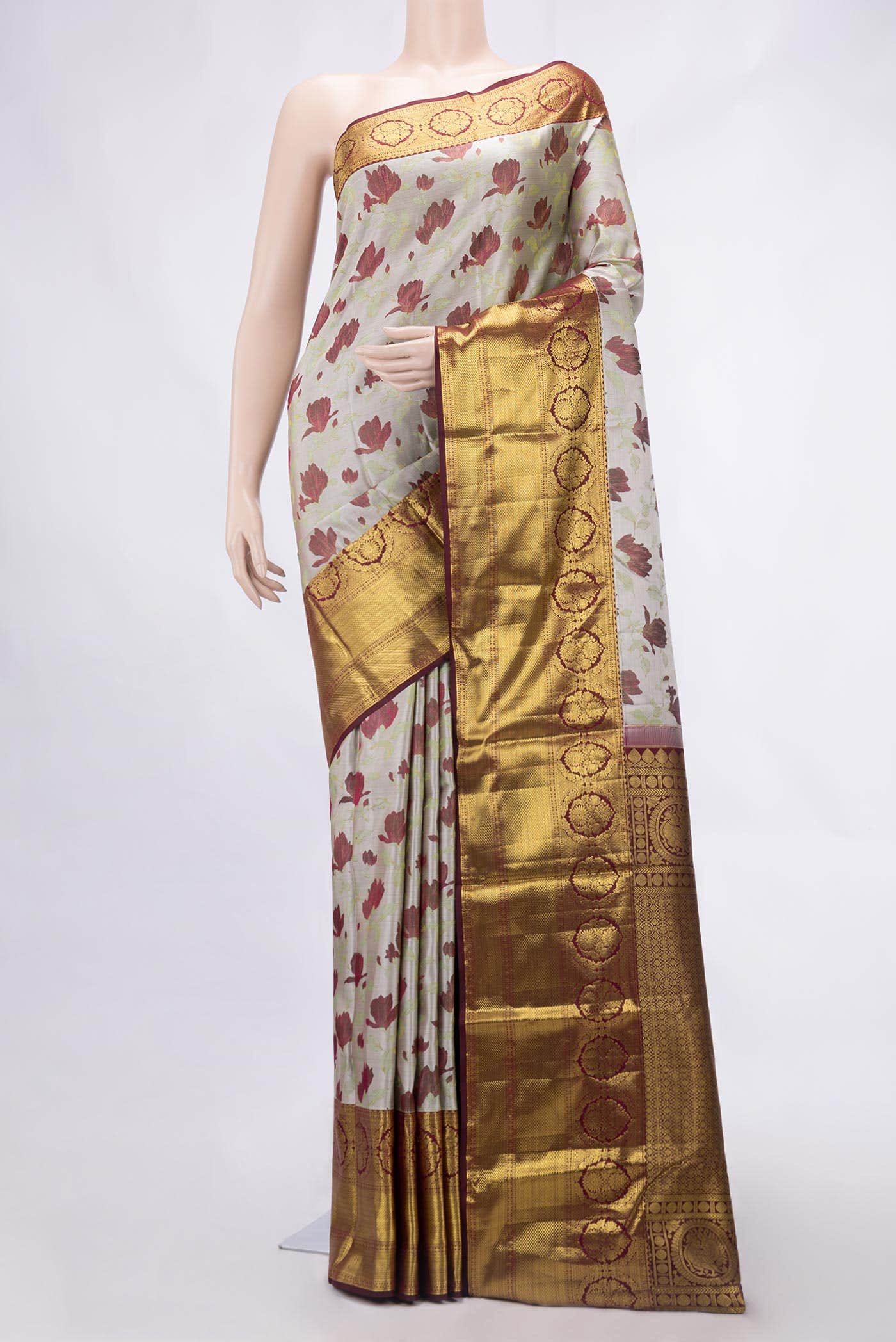 Grey Kanchipuram Silk Saree