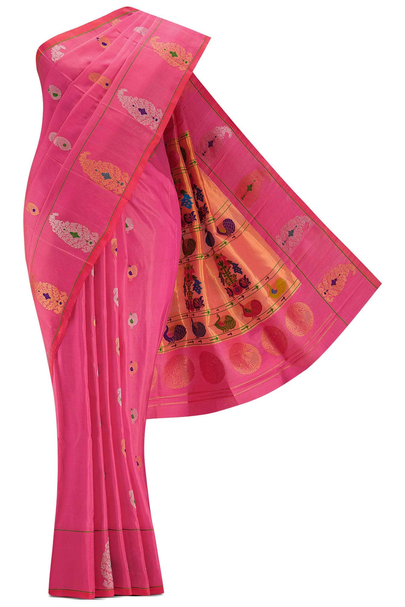 Pink Dual Tone Paithani Silk Saree