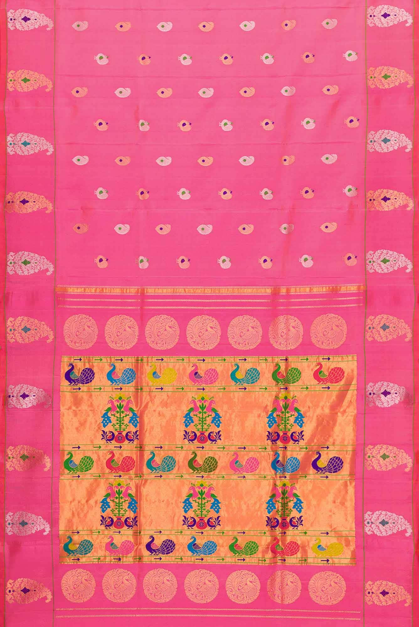 Pink Dual Tone Paithani Silk Saree