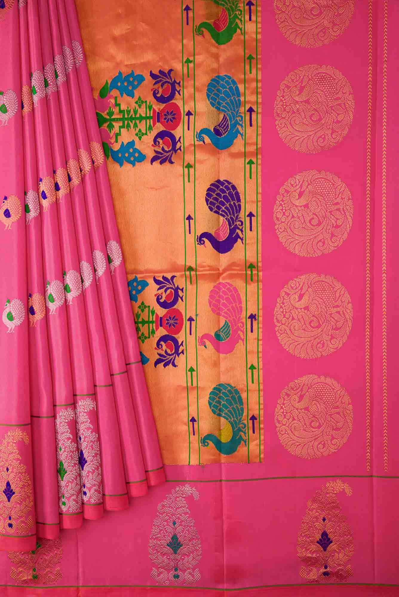 Pink Dual Tone Paithani Silk Saree