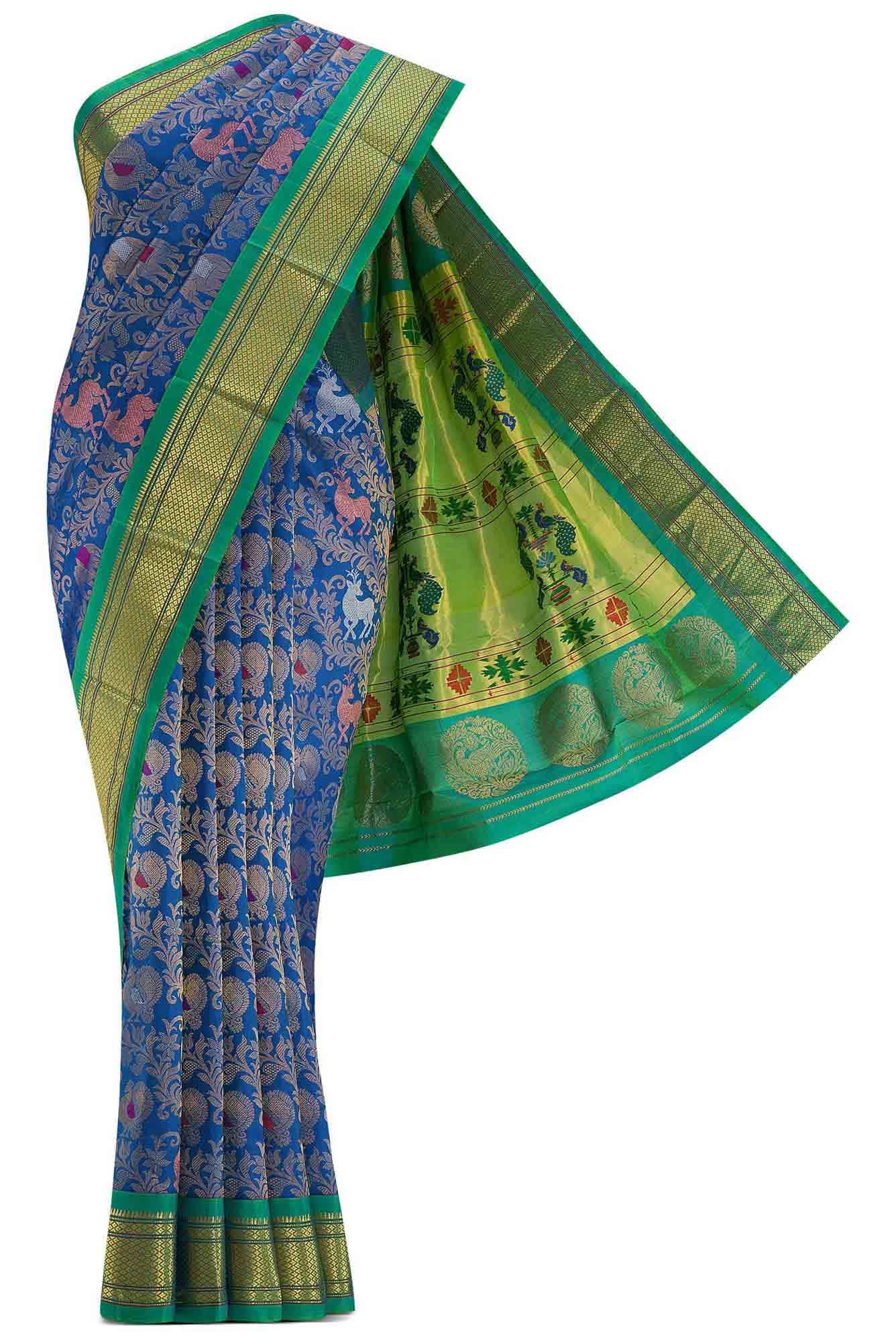 Royal Blue Dual Tone Paithani Silk Saree