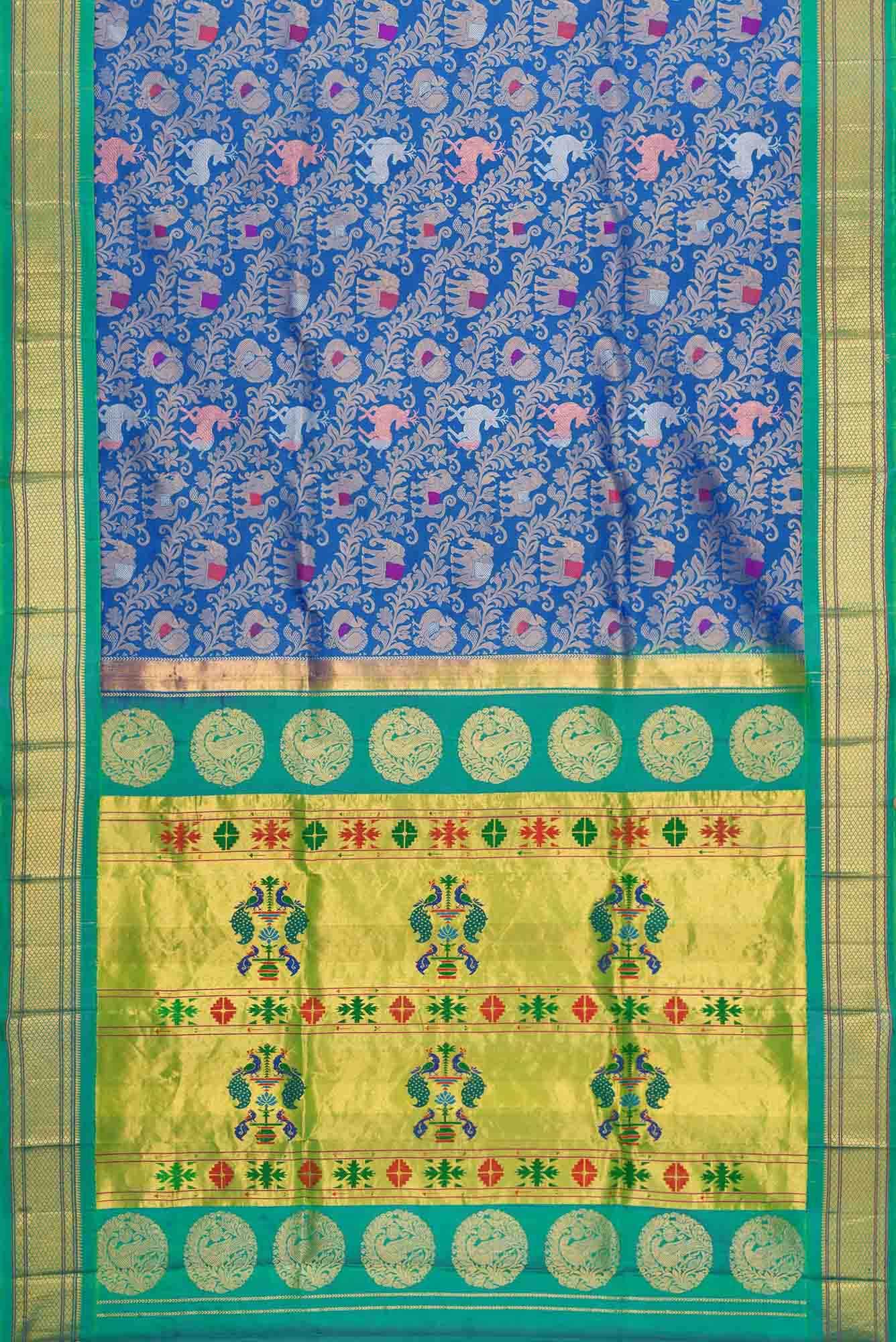 Royal Blue Dual Tone Paithani Silk Saree