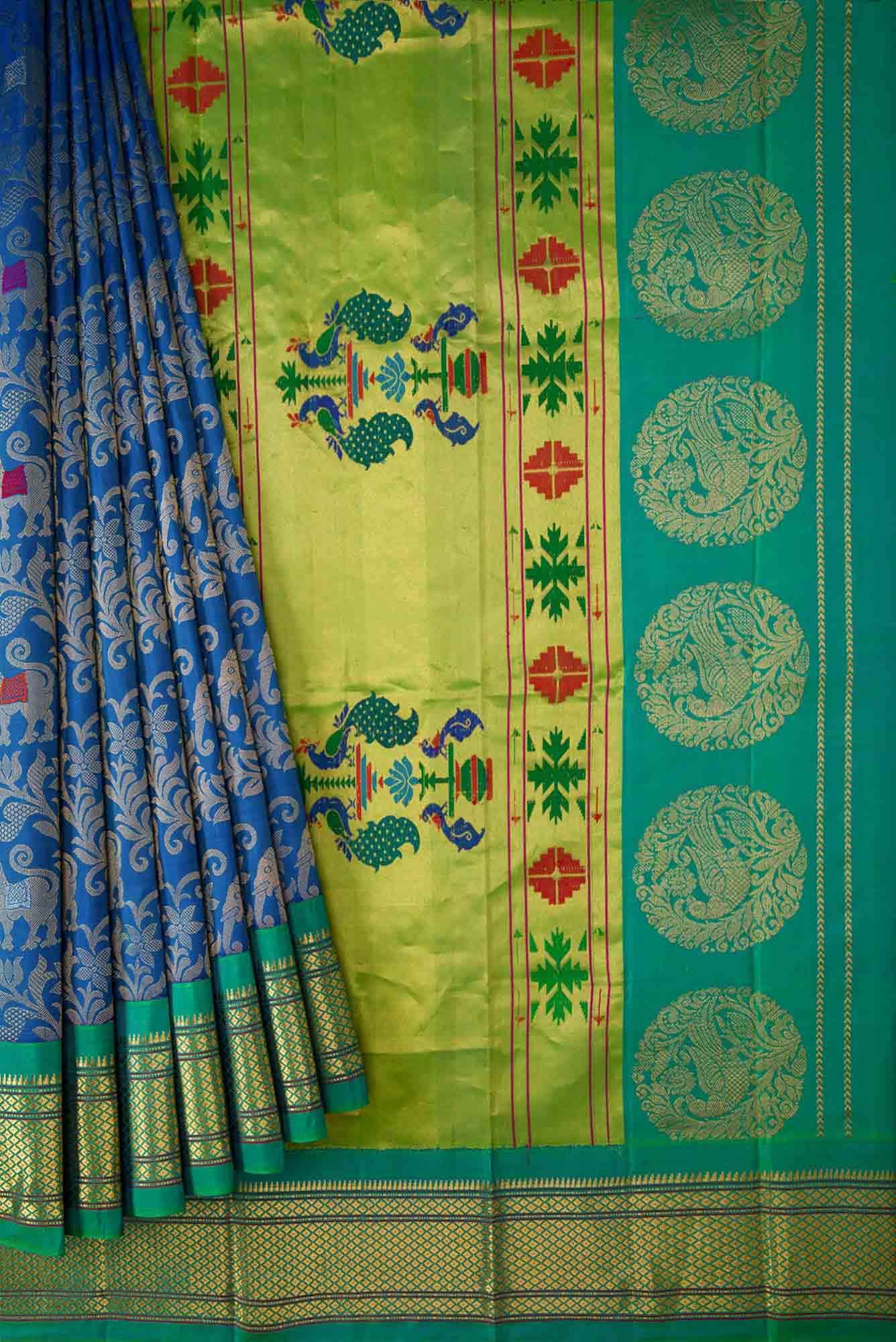 Royal Blue Dual Tone Paithani Silk Saree