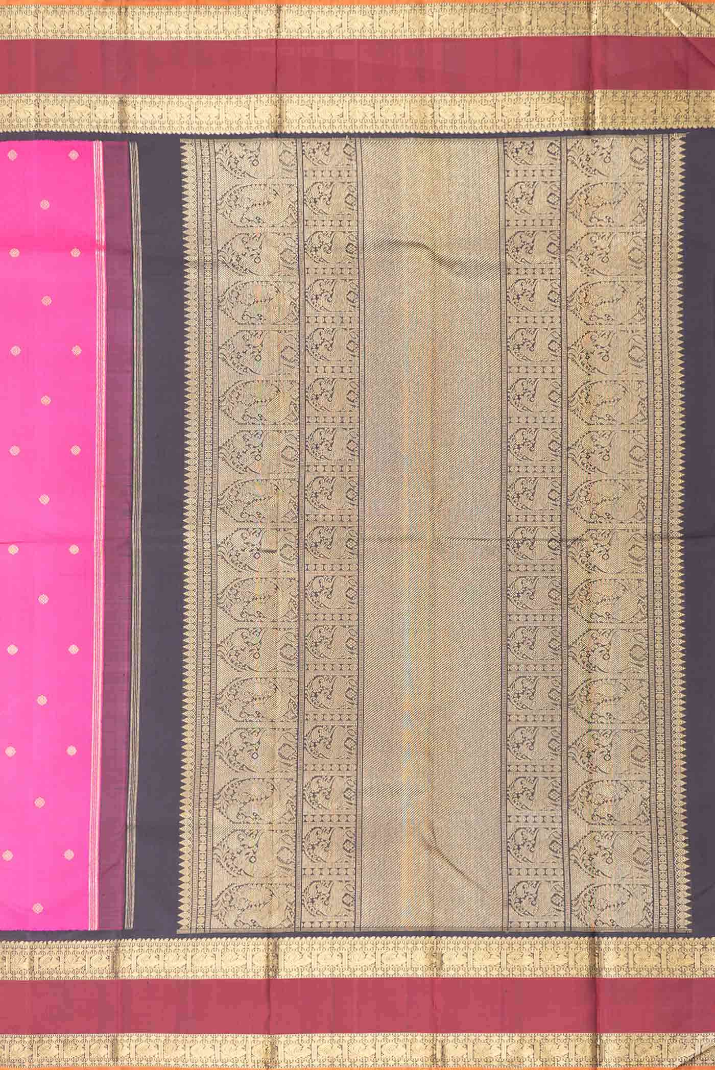Pure Silk Pure Zari Pink Dual Tone Kanchipuram Saree