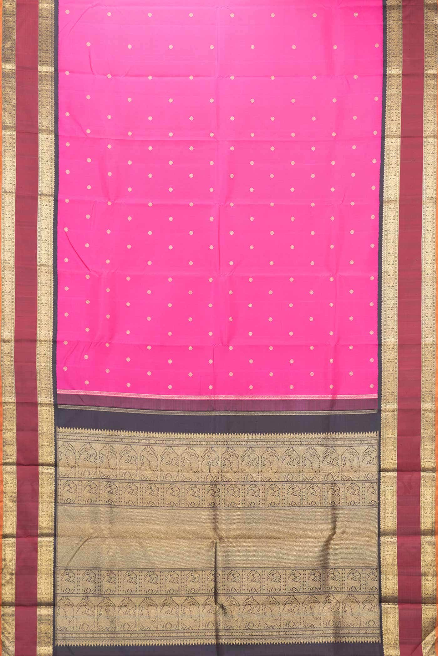 Pure Silk Pure Zari Pink Dual Tone Kanchipuram Saree