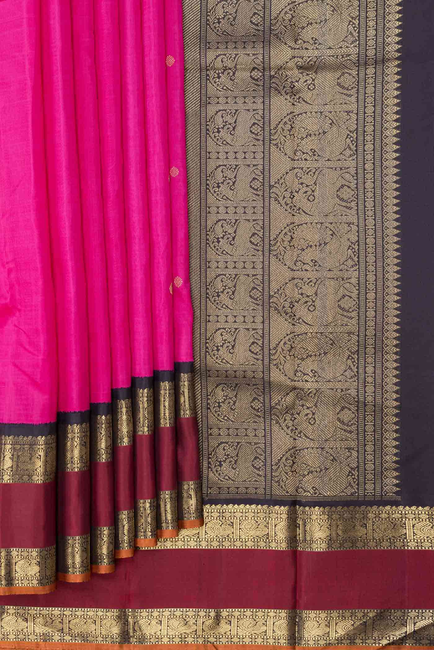 Pure Silk Pure Zari Pink Dual Tone Kanchipuram Saree