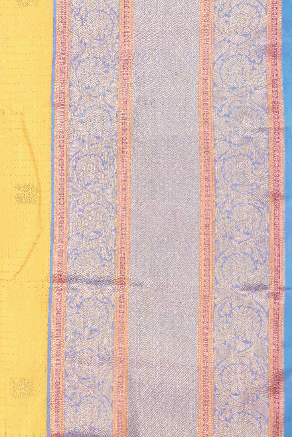 Pure Silk Pure Zari Yellow Dual Tone Kanchipuram Saree