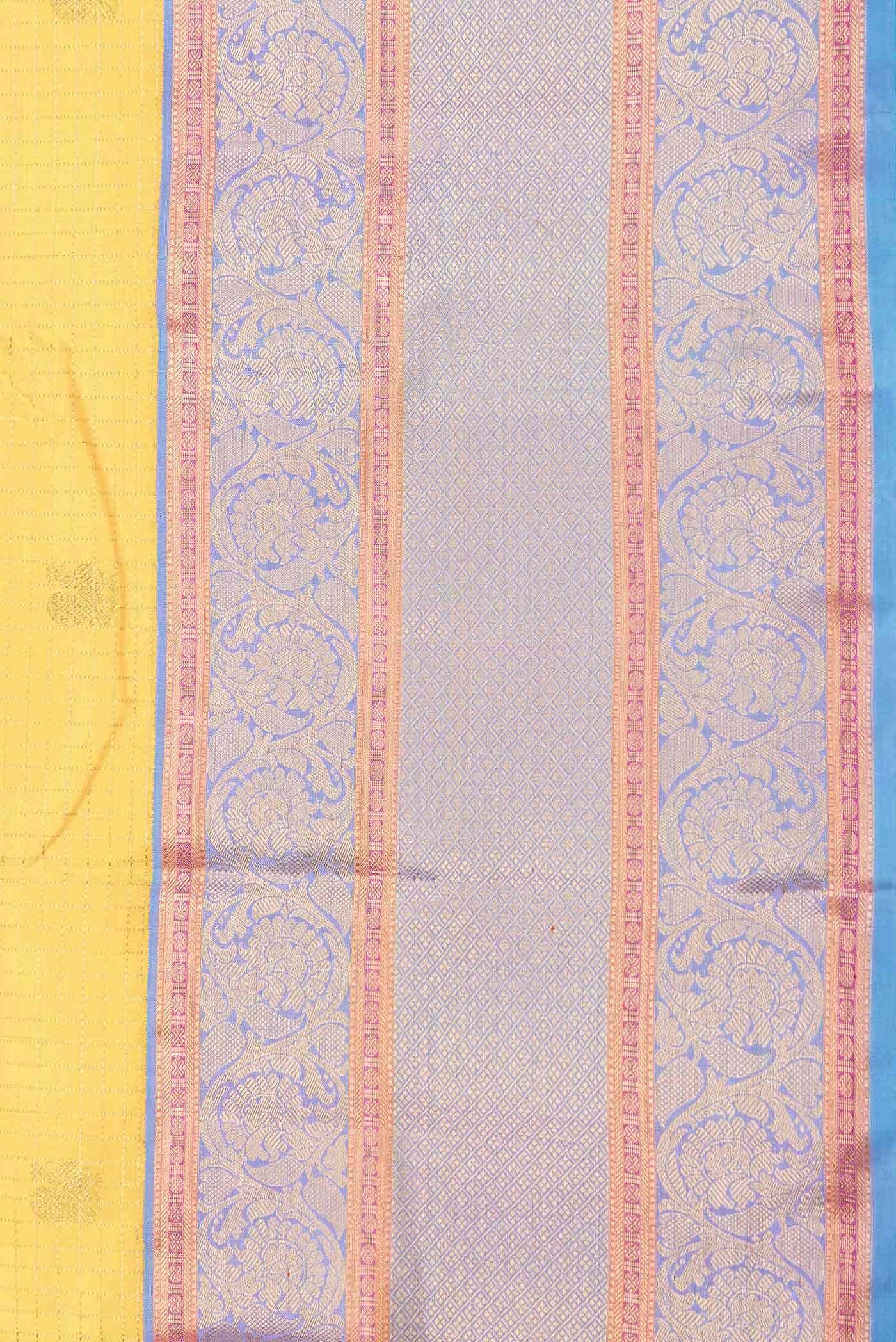 Pure Silk Pure Zari Yellow Dual Tone Kanchipuram Saree