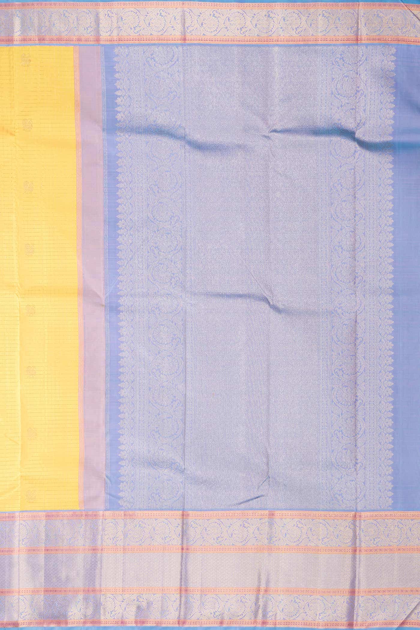 Pure Silk Pure Zari Yellow Dual Tone Kanchipuram Saree
