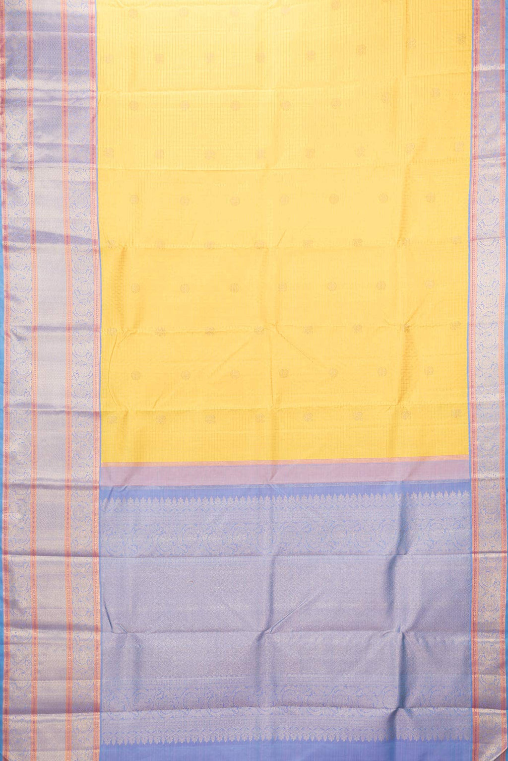 Pure Silk Pure Zari Yellow Dual Tone Kanchipuram Saree