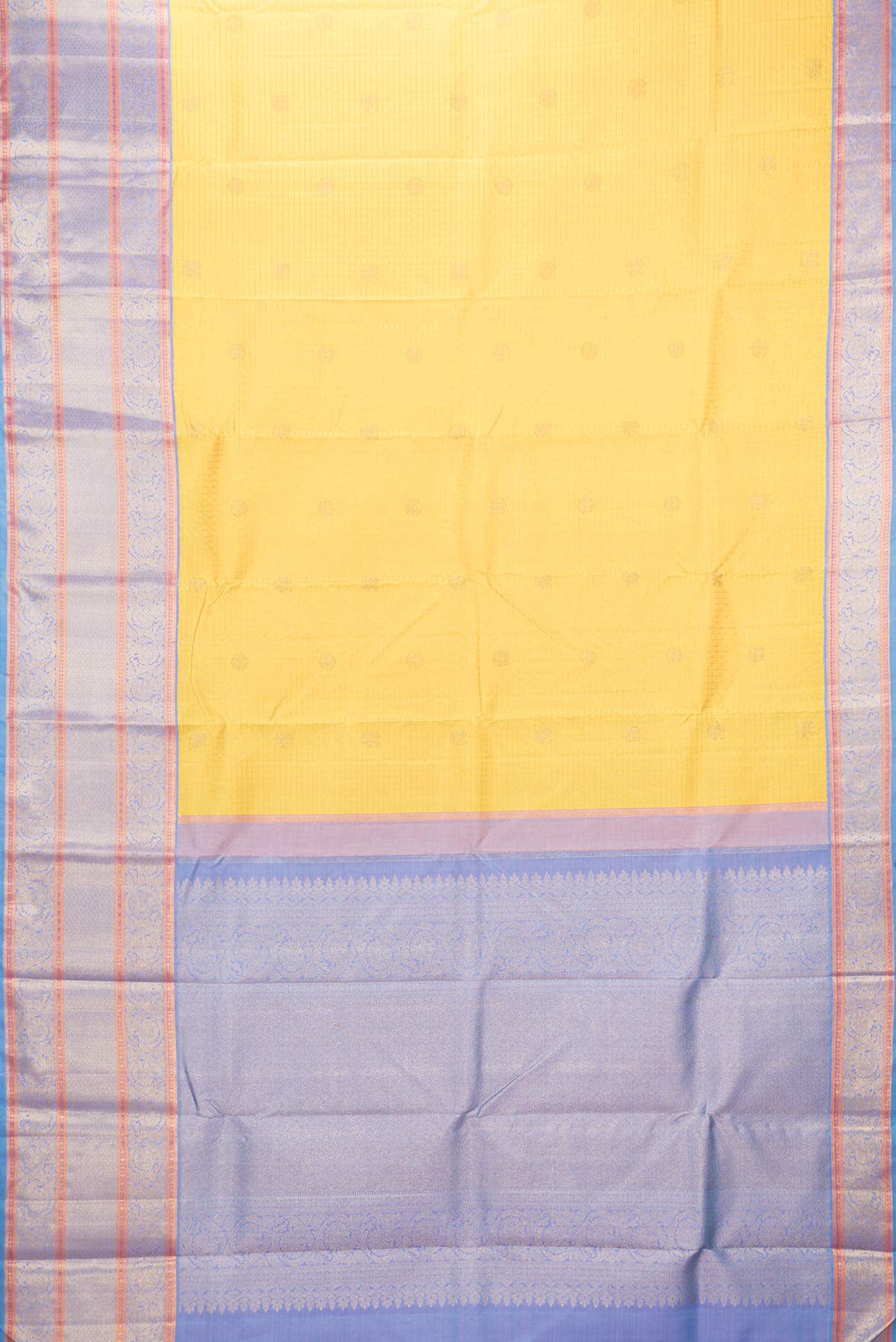 Pure Silk Pure Zari Yellow Dual Tone Kanchipuram Saree