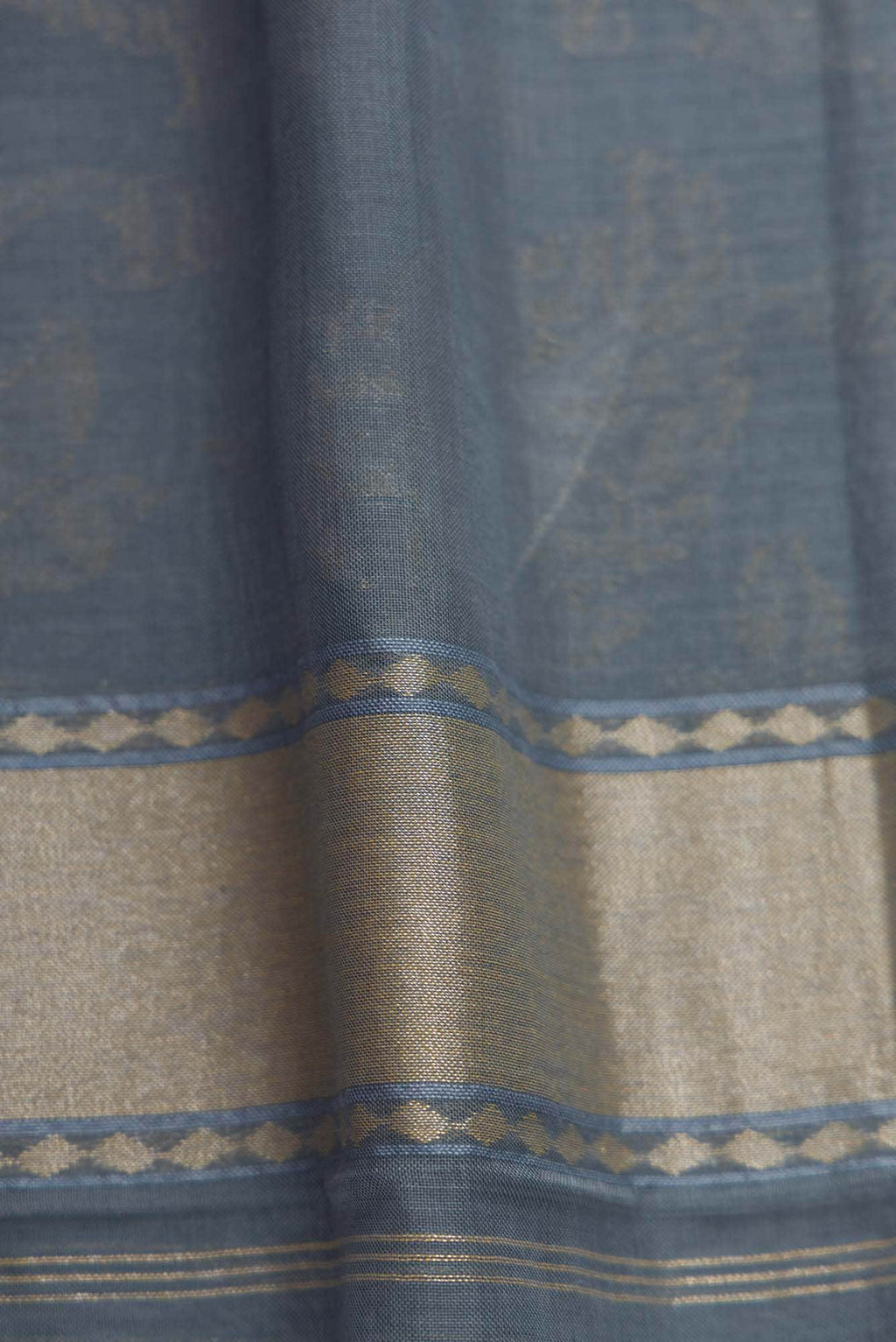 Pure Silk Pure Zari Grey Dual Tone Banarasi Cotton Saree