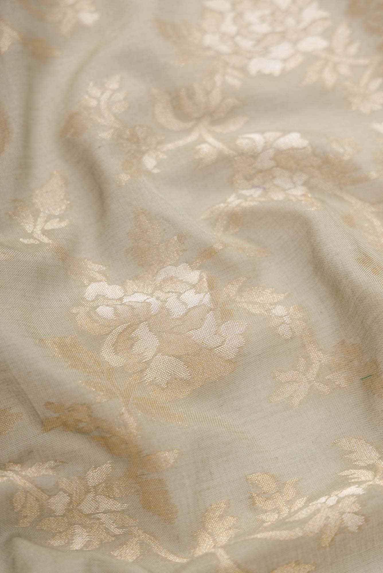 Pure Silk Pure Zari Grey Dual Tone Banarasi Cotton Saree