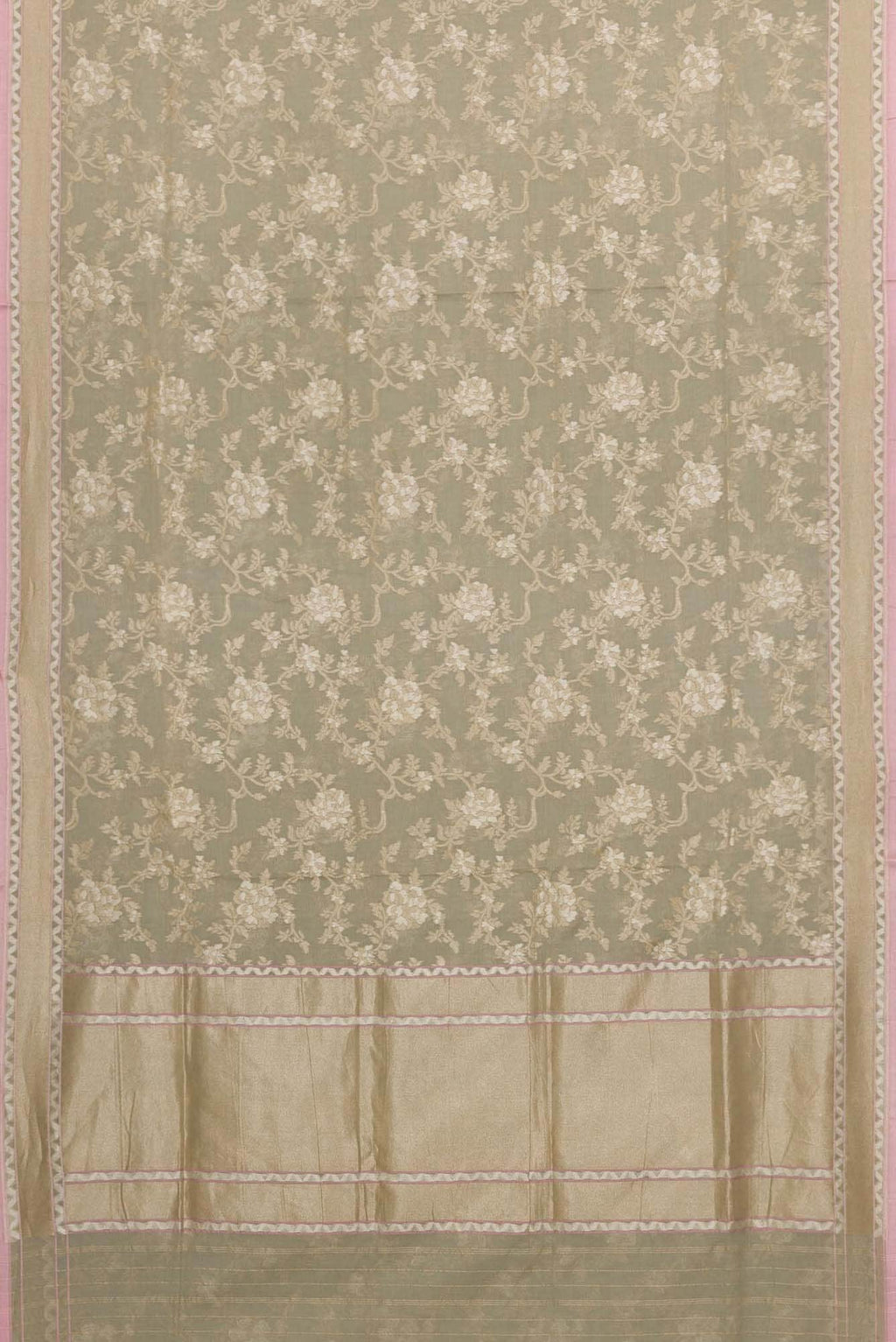 Pure Silk Pure Zari Grey Dual Tone Banarasi Cotton Saree