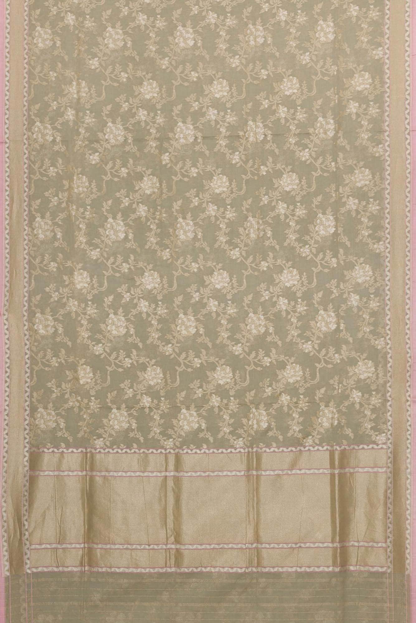 Pure Silk Pure Zari Grey Dual Tone Banarasi Cotton Saree