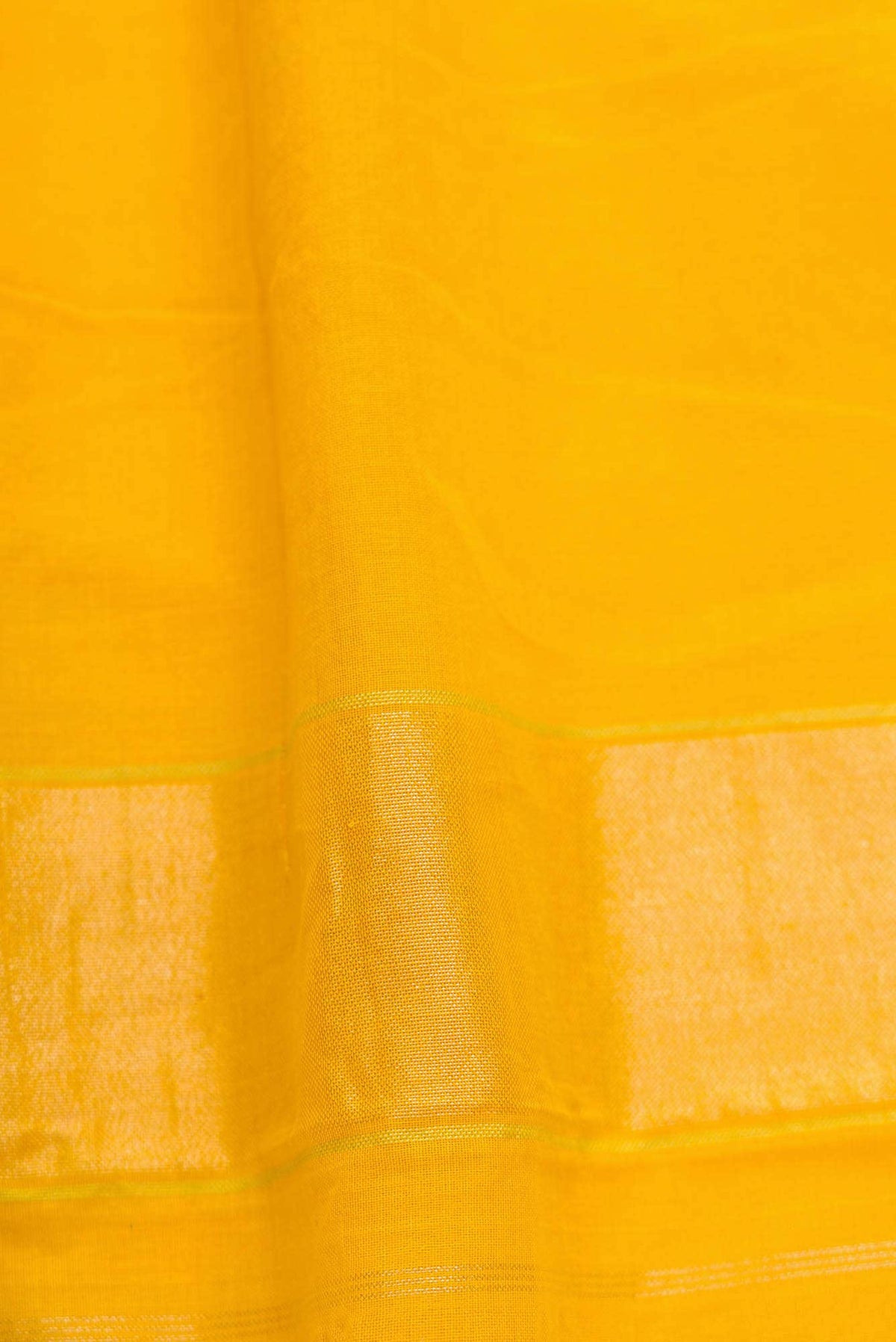 Pure Silk Pure Zari Yellow Dual Tone Banarasi Cotton Saree