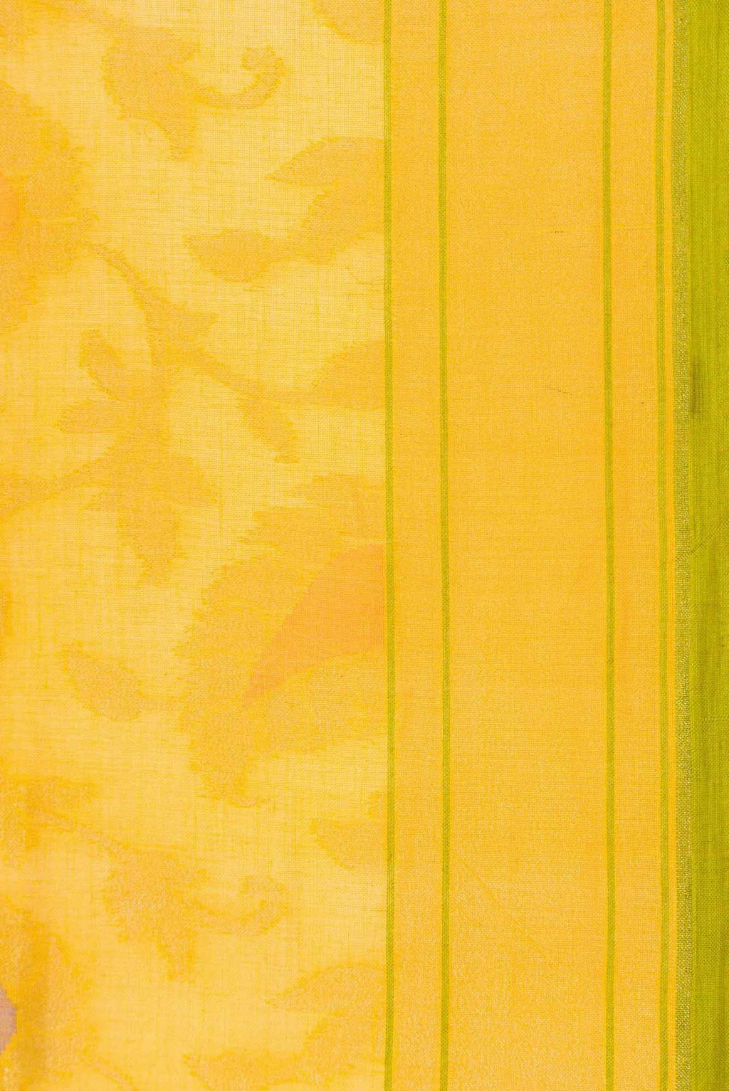 Pure Silk Pure Zari Yellow Dual Tone Banarasi Cotton Saree