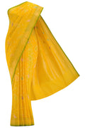 Pure Silk Pure Zari Yellow Dual Tone Banarasi Cotton Saree