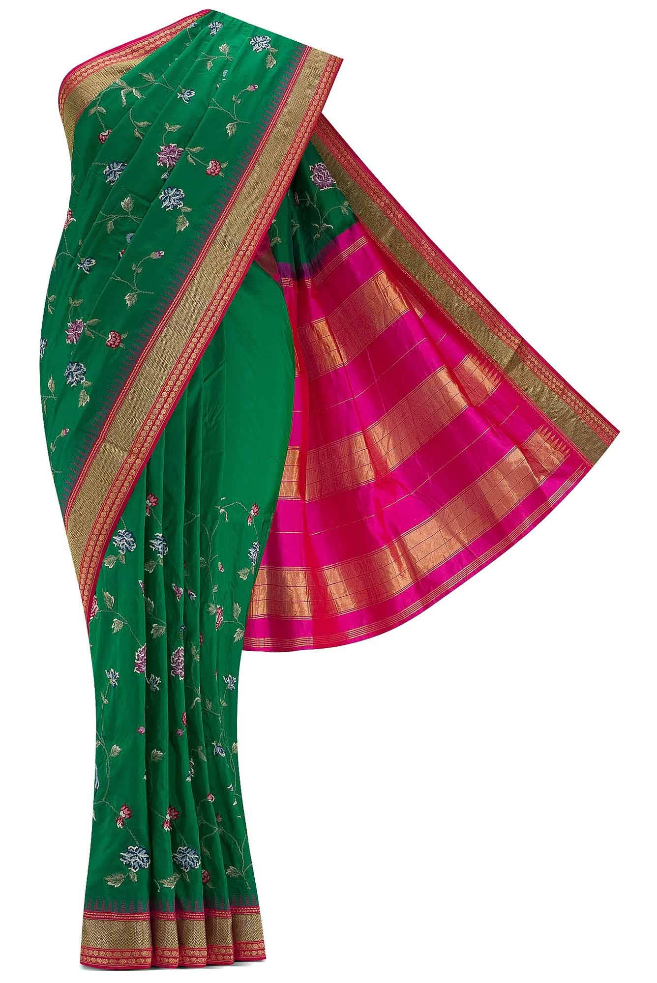 Green Dual Tone Kanchipuram Silk Saree