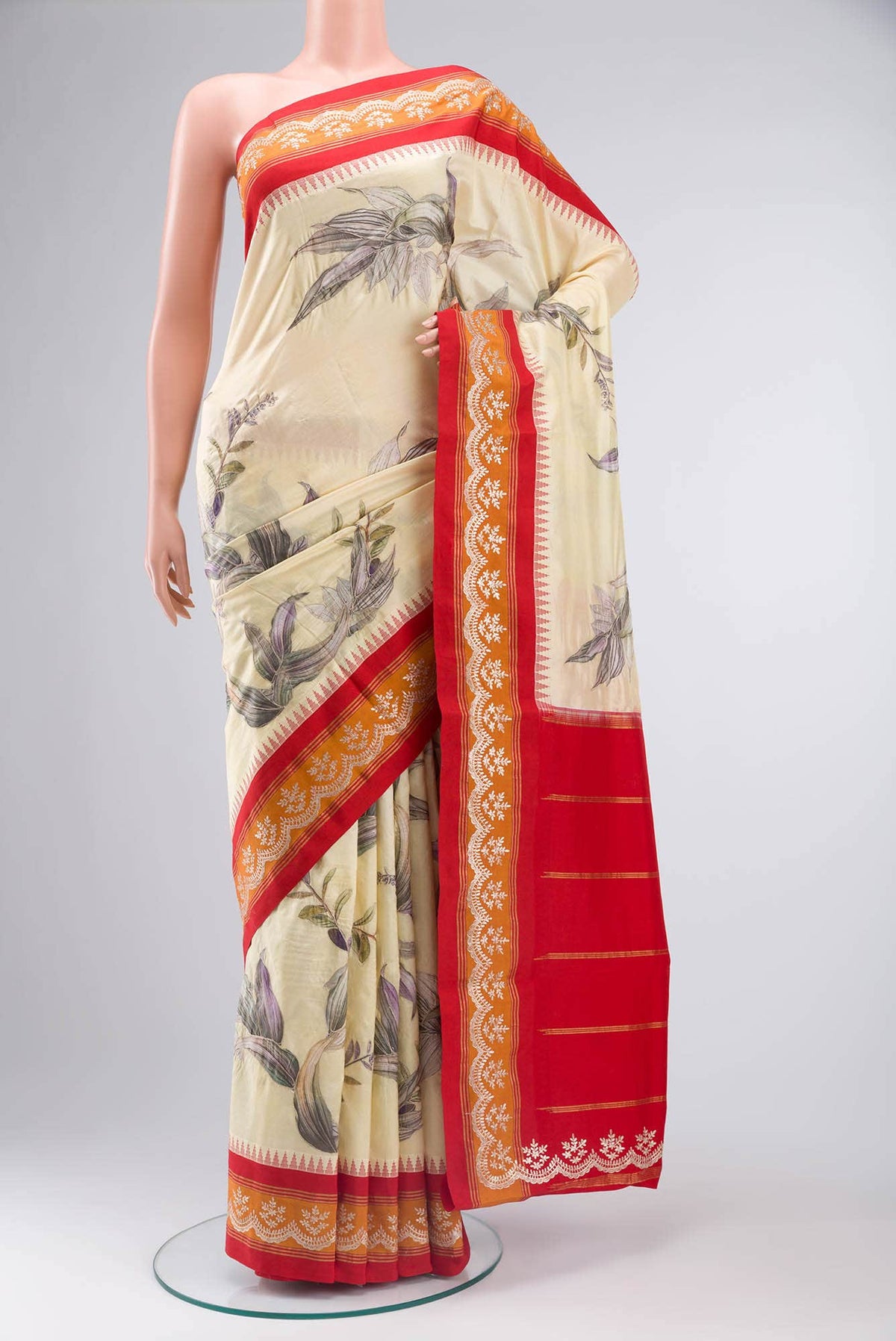Pure Silk Cream Bangalore Saree