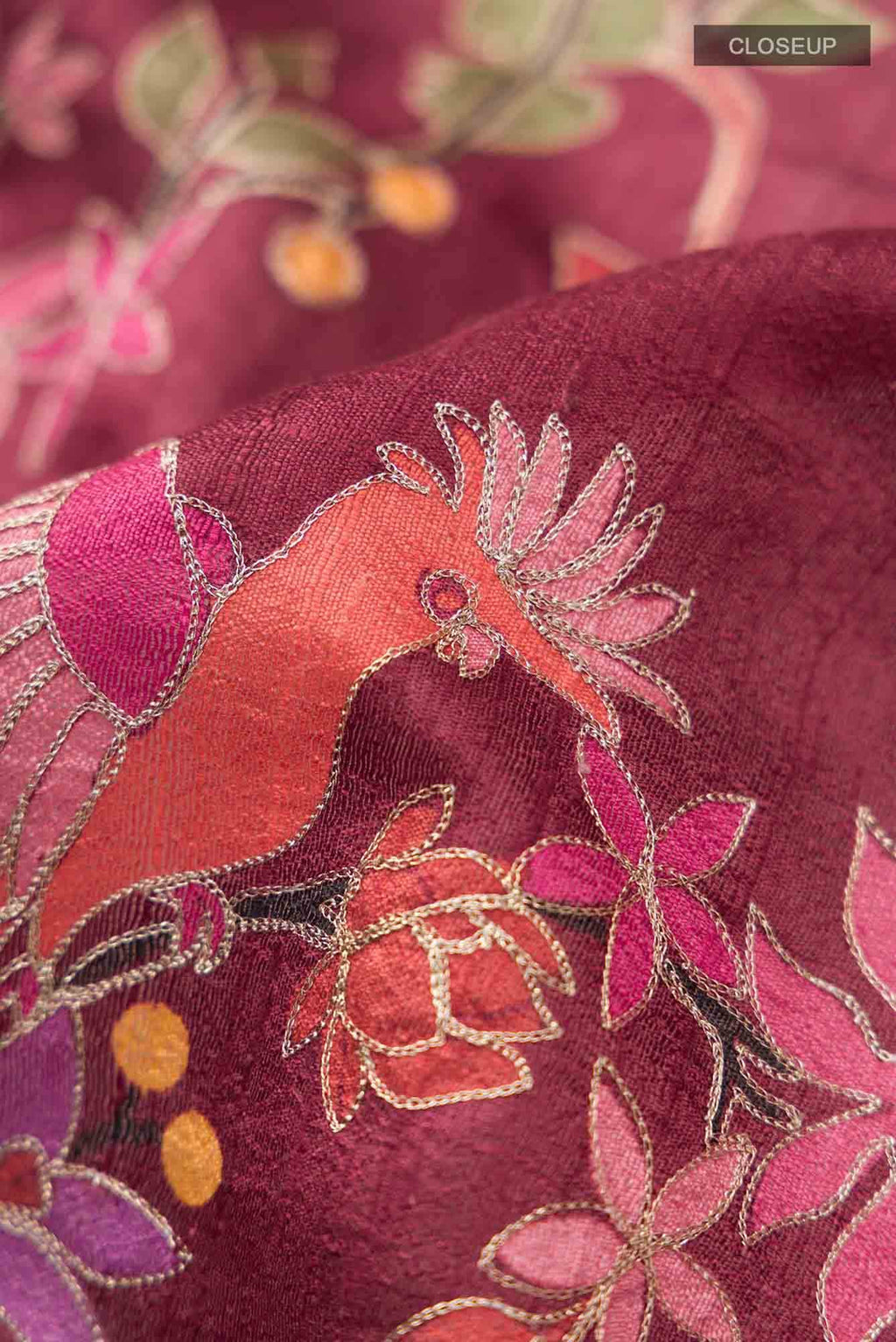 Maroon Bhagalpuri Tussar Silk Saree