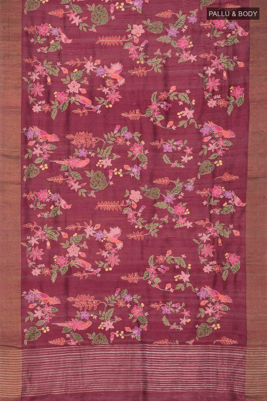 Maroon Bhagalpuri Tussar Silk Saree