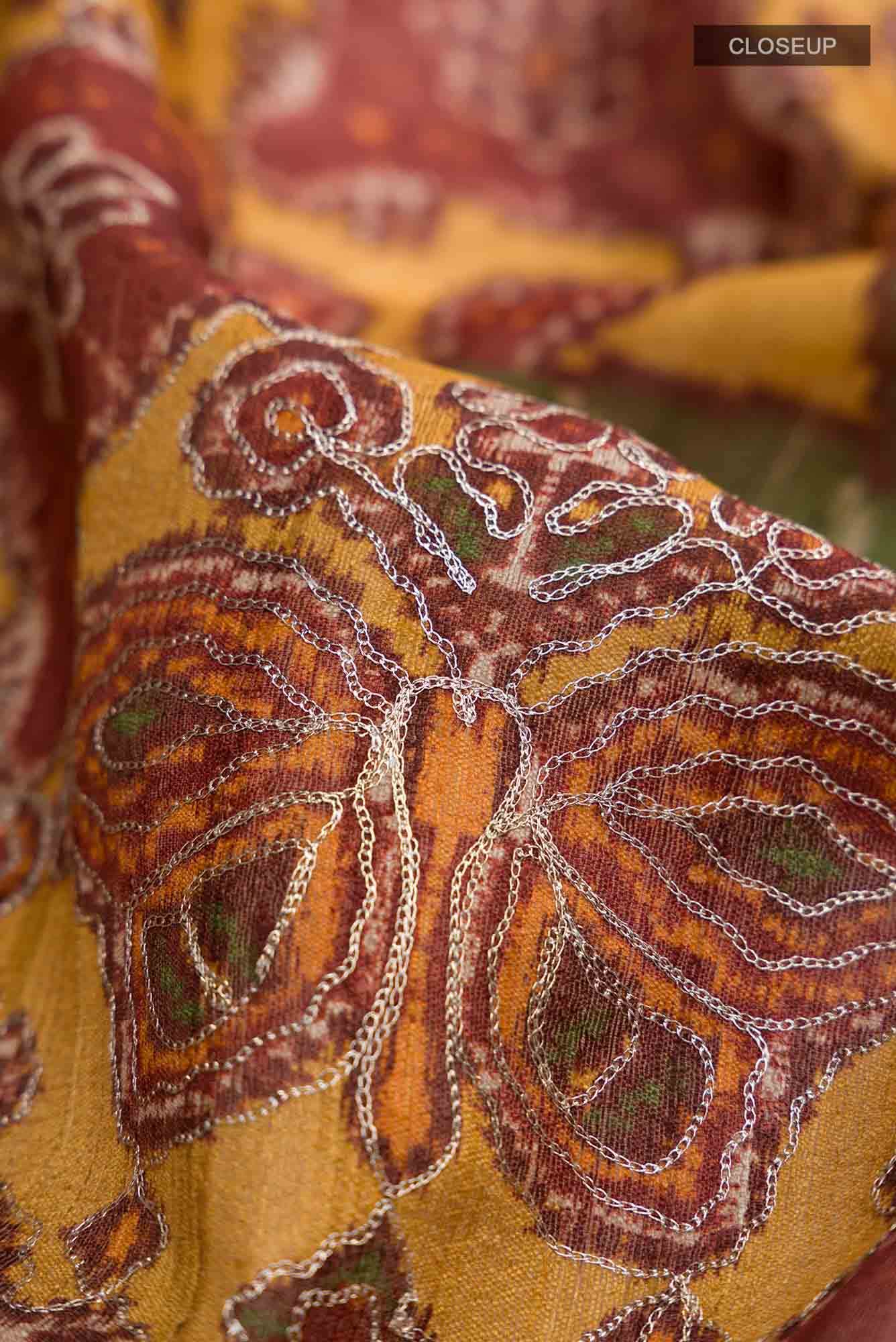 Mustard Tussar Silk Saree