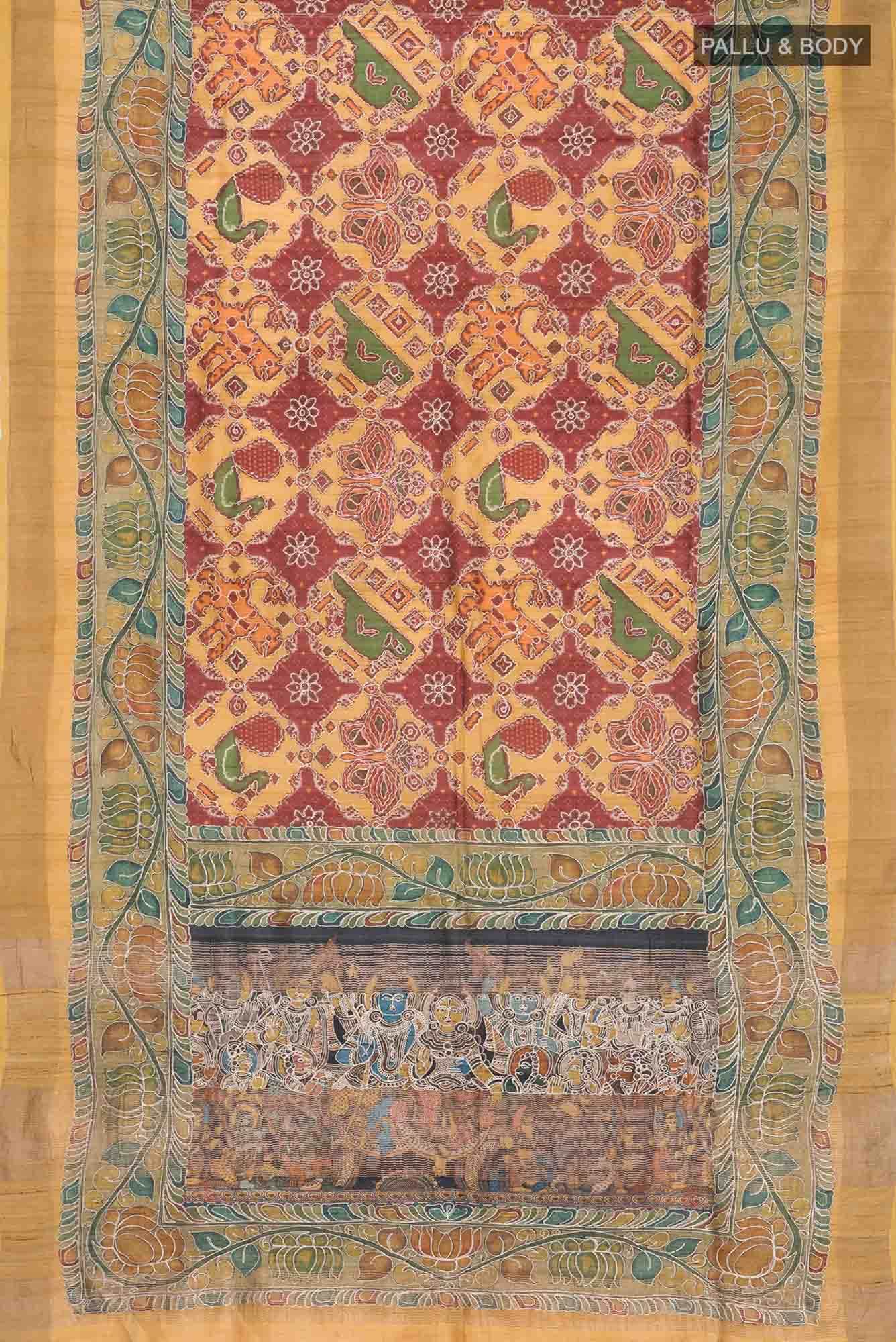 Mustard Tussar Silk Saree
