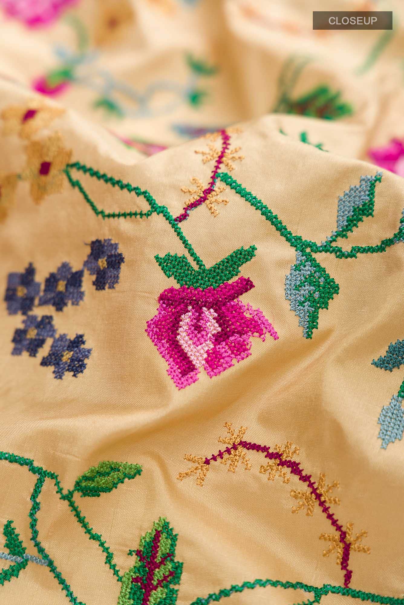 Beige Bangalore Silk Saree