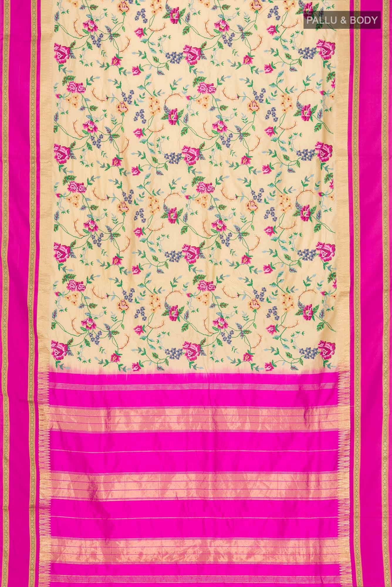 Beige Bangalore Silk Saree