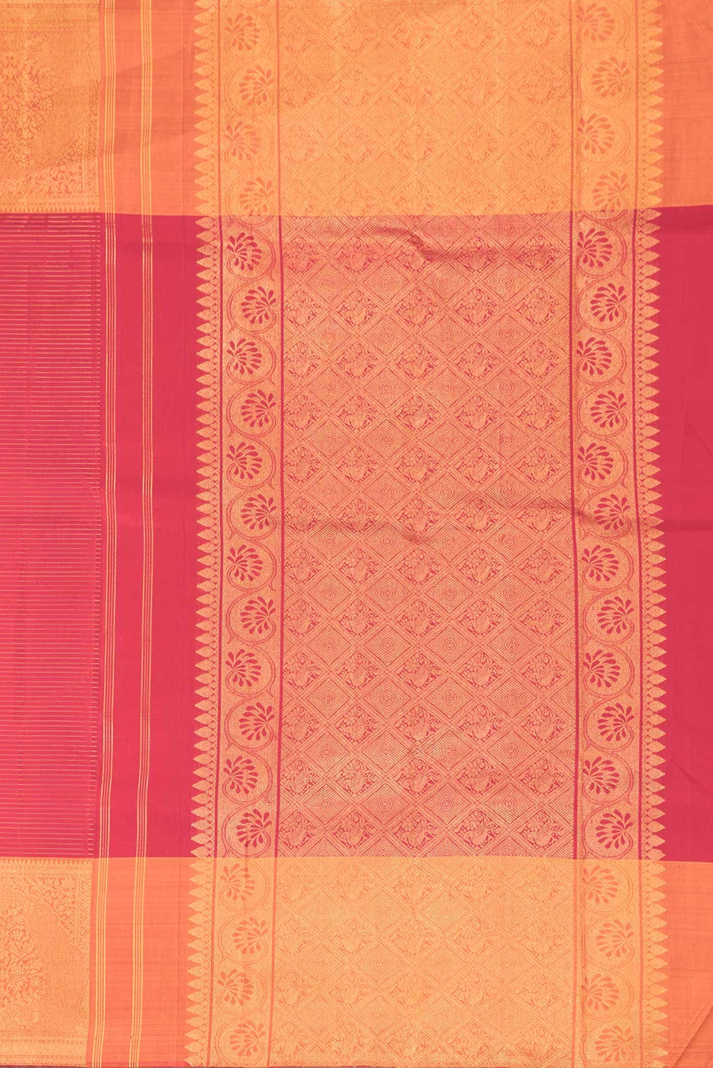 Pure Silk Pure Zari Maroon Dual Tone Kanchipuram Saree