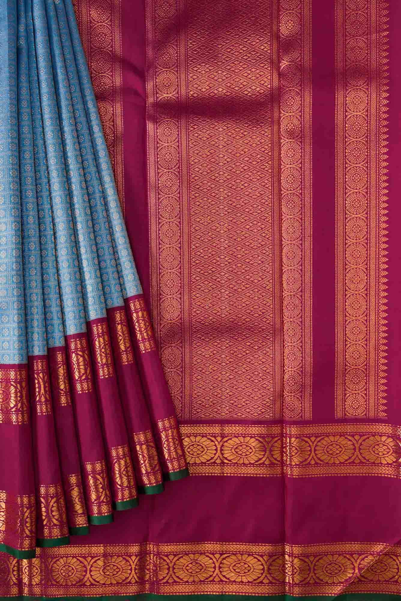 Blue Dual Tone Kanchipuram Silk Saree