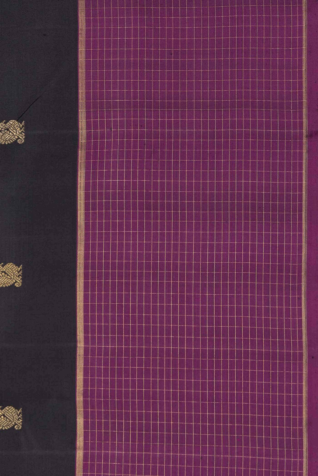 Pure Silk Pure Zari Black Dual Tone Kanchipuram Saree