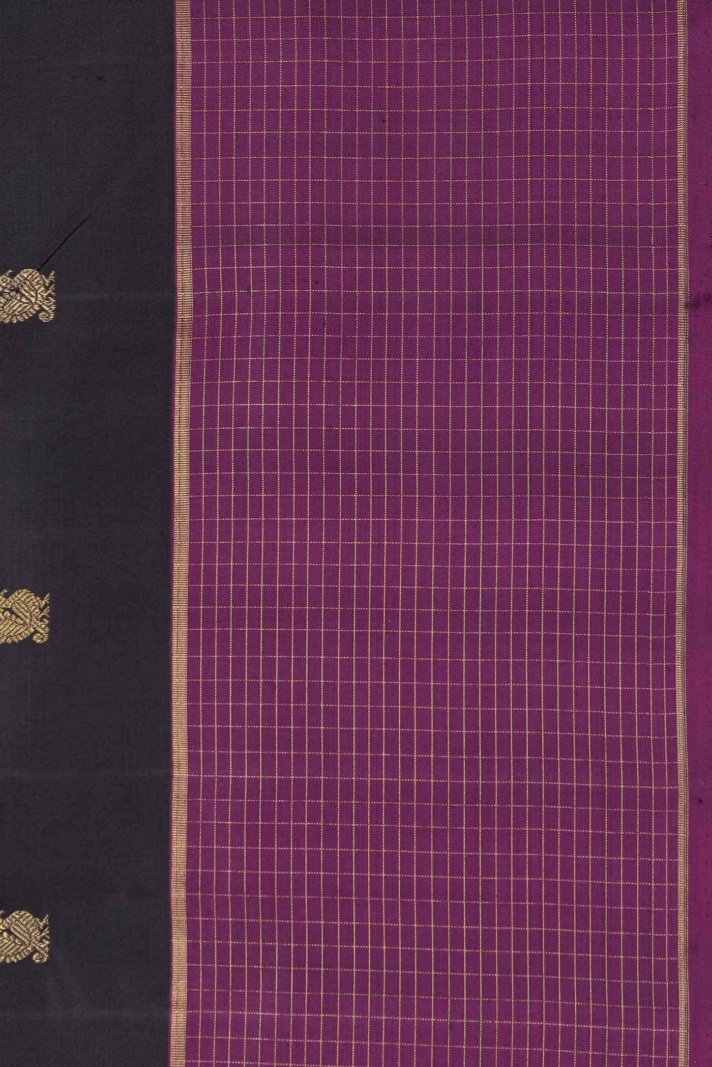 Pure Silk Pure Zari Black Dual Tone Kanchipuram Saree