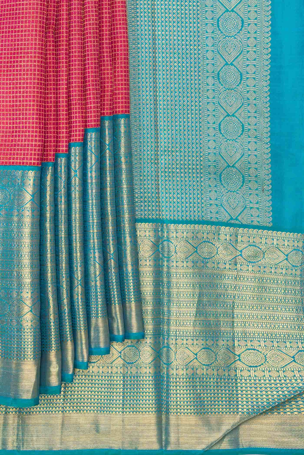 Dark Pink Dual Tone Kanchipuram Silk Saree
